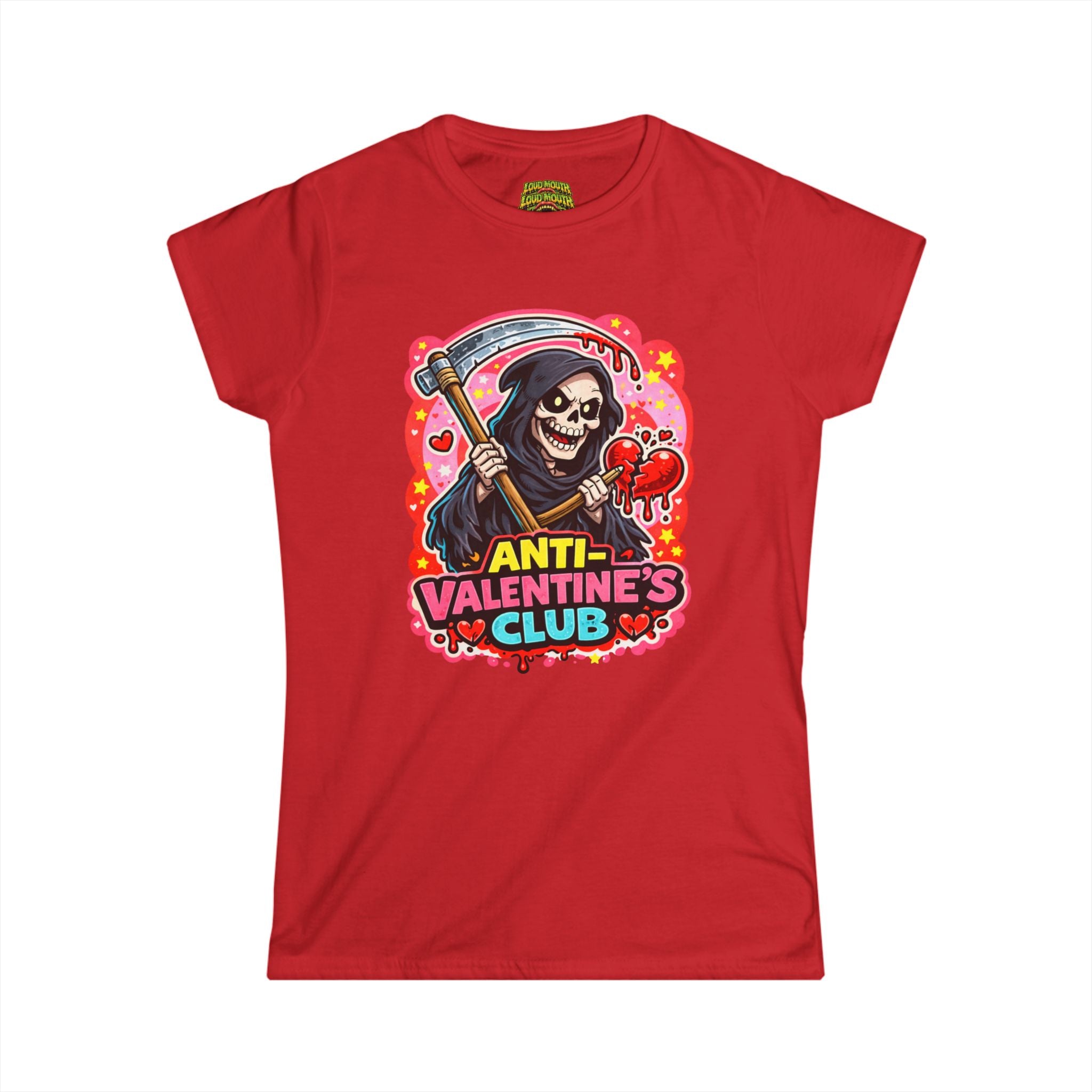 Anti-Valentine's Club Tee - Women's Graphic Skull Valentine T-Shirt