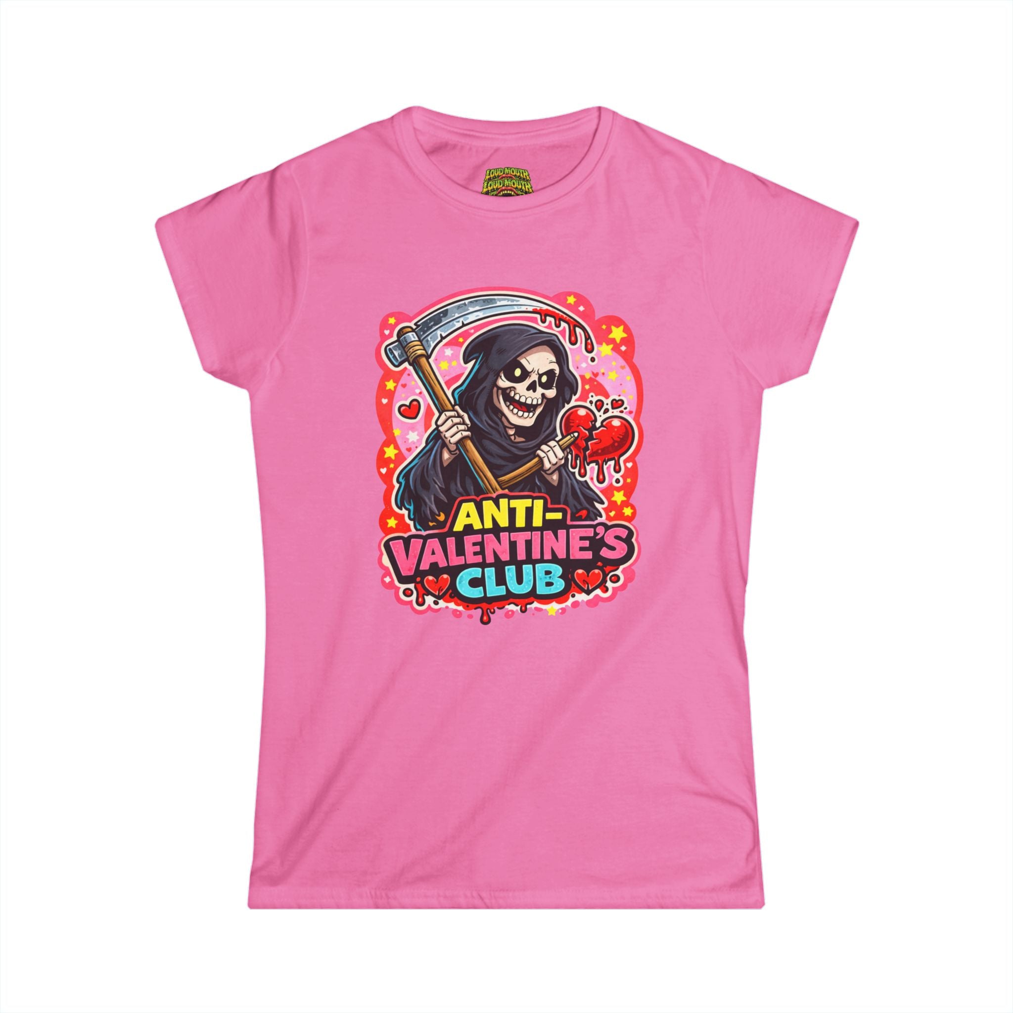Anti-Valentine's Club Tee - Women's Graphic Skull Valentine T-Shirt