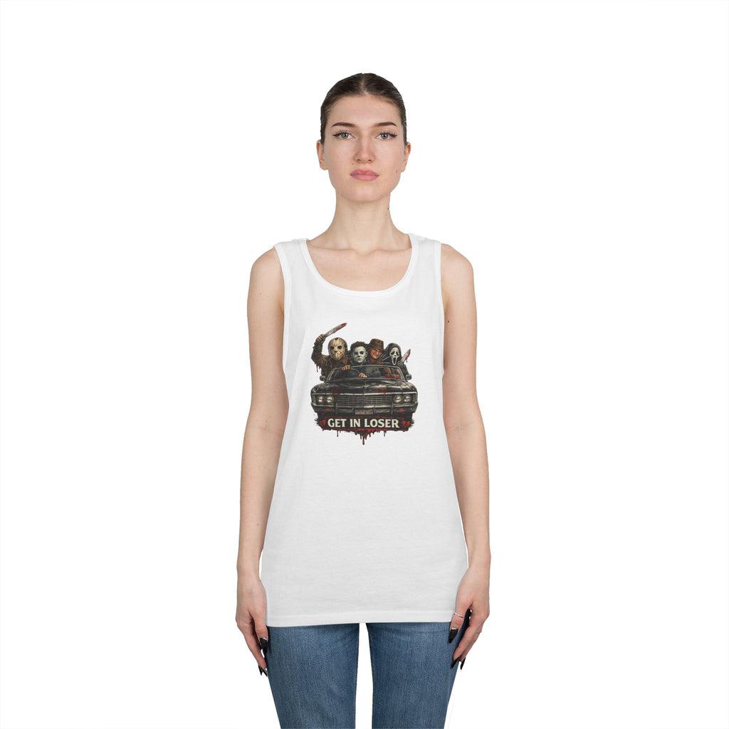 Horror Icons Tank Top — 'Get in Loser' Car Design