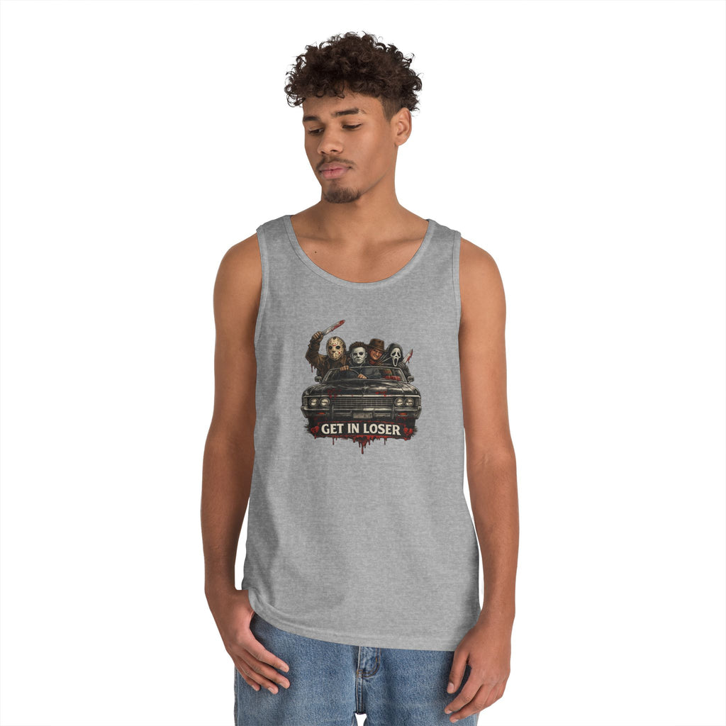 Horror Icons Tank Top — 'Get in Loser' Car Design
