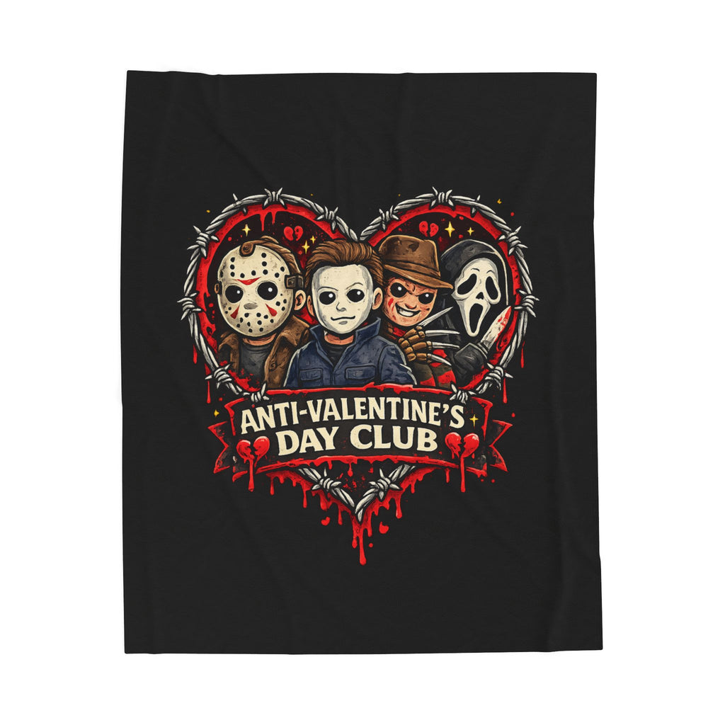 Anti-Valentine's Day Club Plush Blanket — Horror Icons Jason, Michael, Freddy & Ghostface