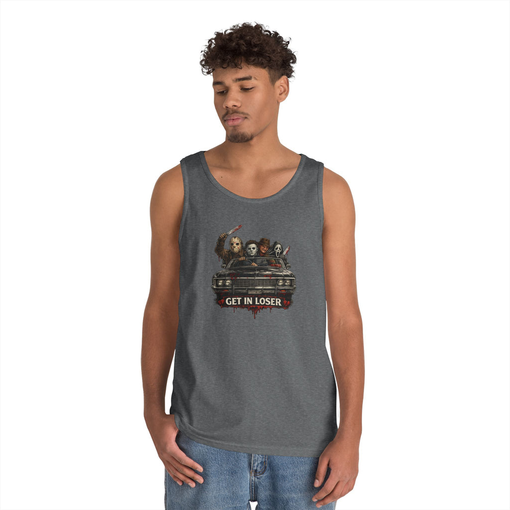 Horror Icons Tank Top — 'Get in Loser' Car Design