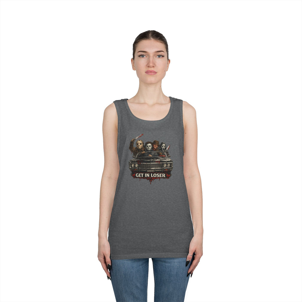 Horror Icons Tank Top — 'Get in Loser' Car Design