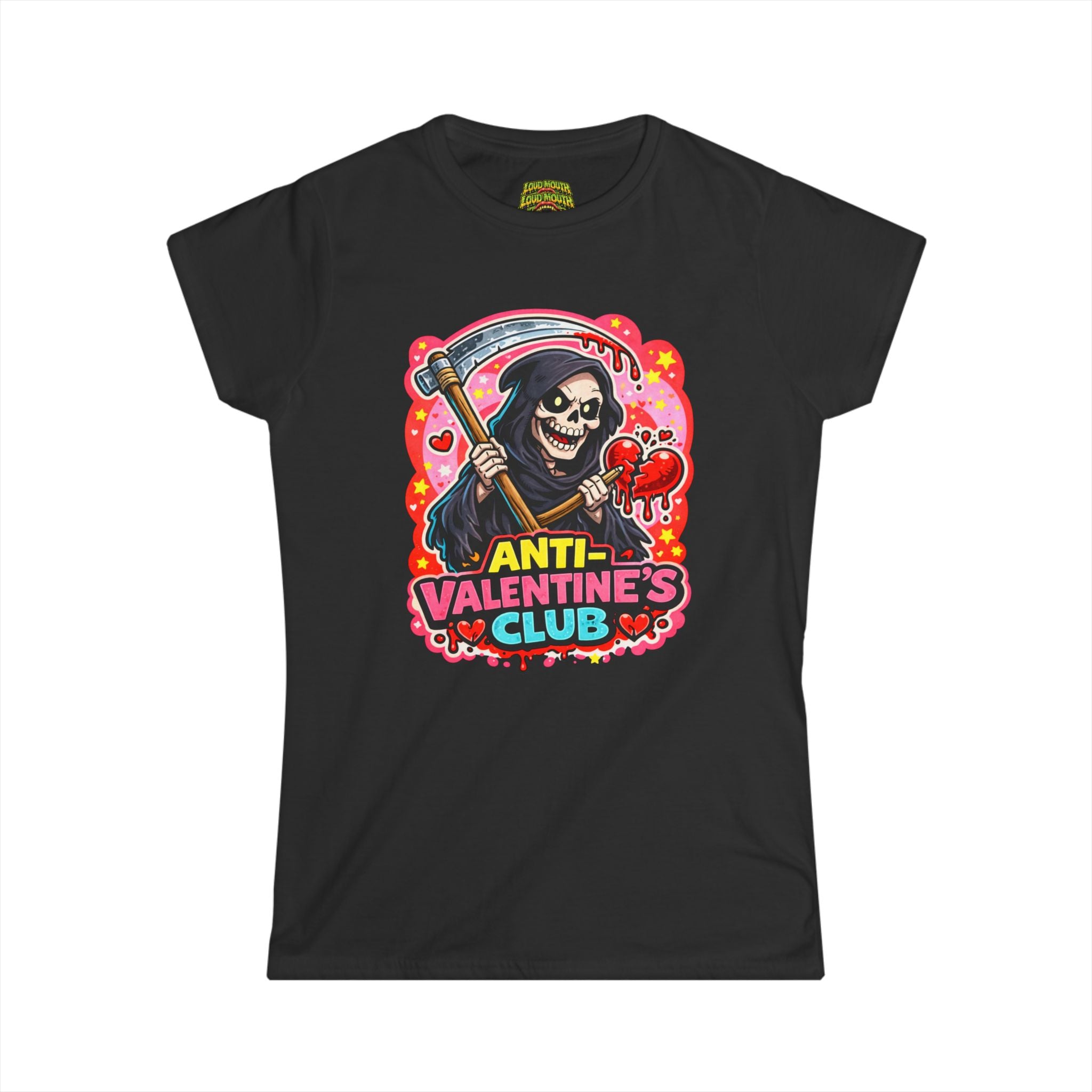 Anti-Valentine's Club Tee - Women's Graphic Skull Valentine T-Shirt