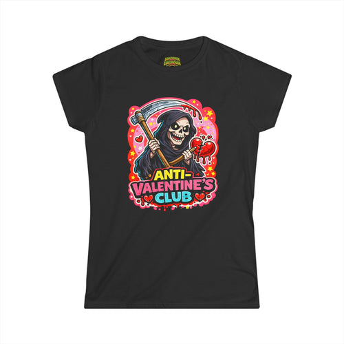 Anti-Valentine's Club Tee - Women's Graphic Skull Valentine T-Shirt