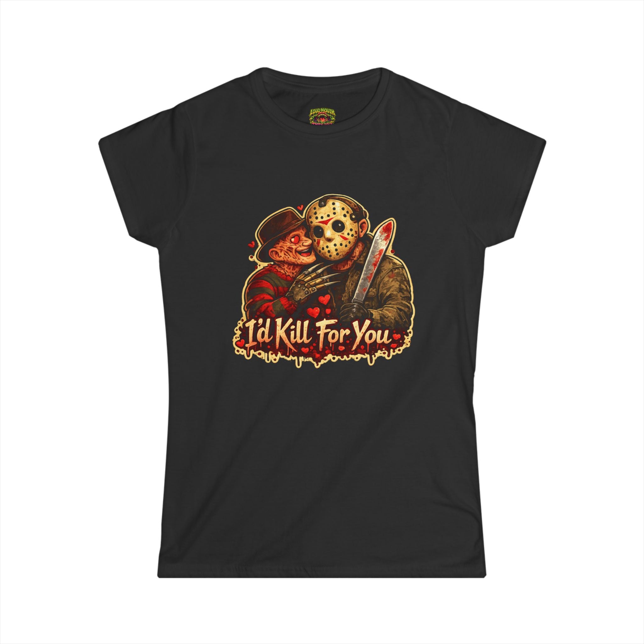 Horror Couple Tee — "I'd Kill For You" Graphic Women's Shirt