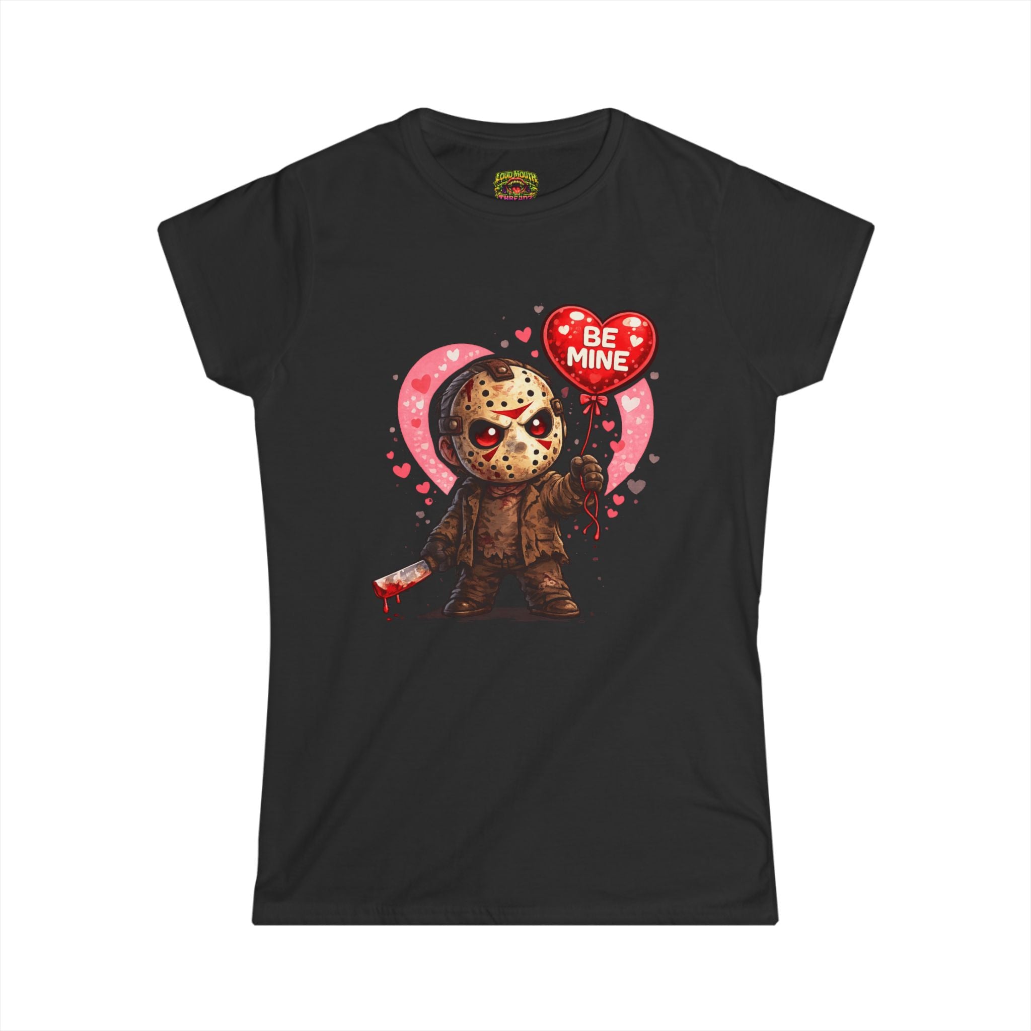 Jason Mask Valentine Tee — 'Be Mine' Horror Romance Graphic Shirt