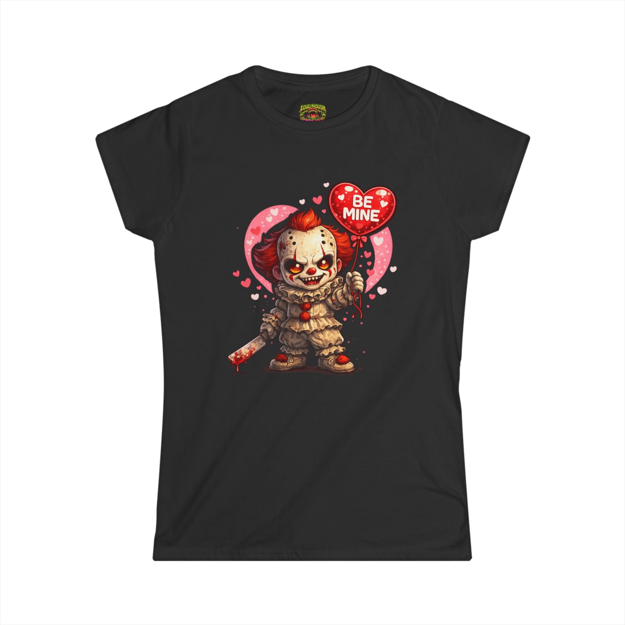Valentine Horror Clown Tee — "Be Mine" Cute Creepy Women's T-Shirt