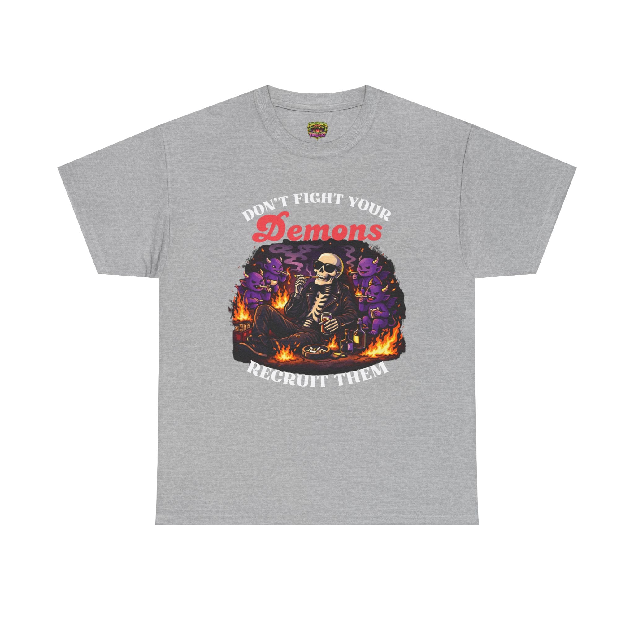 Don’t Fight Your Demons Skeleton Tee — 'Recruit Them' Gothic Horror T-Shirt