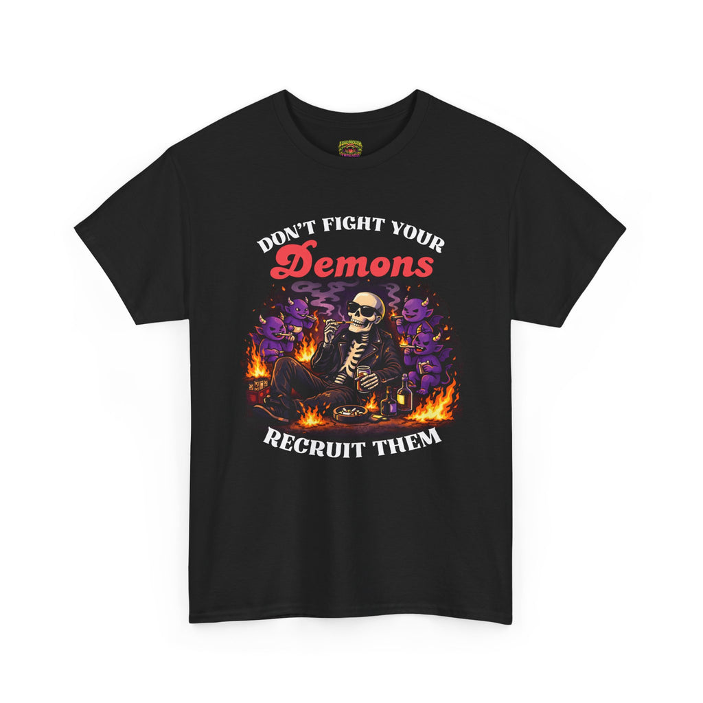 Don’t Fight Your Demons Skeleton Tee — 'Recruit Them' Gothic Horror T-Shirt