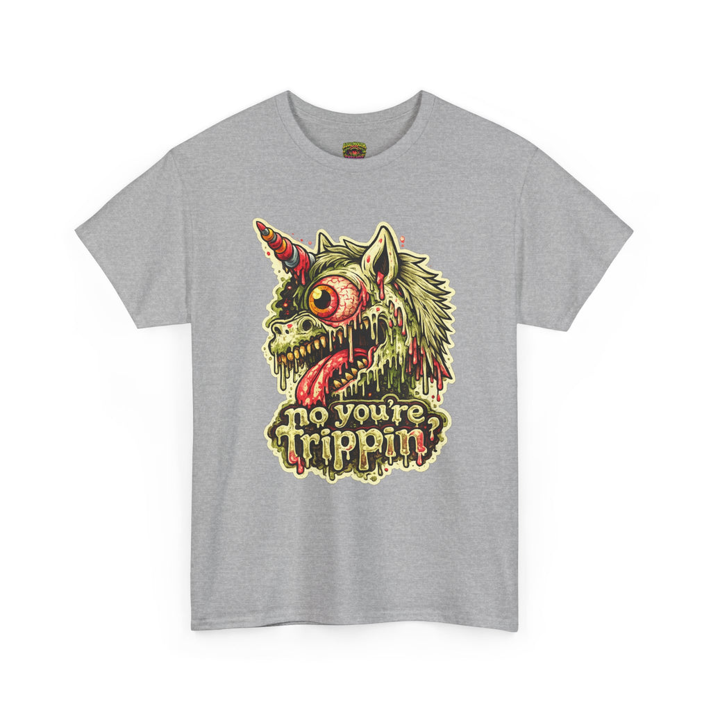 Graphic Tee — 'No You're Trippin' Grotesque Unicorn Skull Shirt