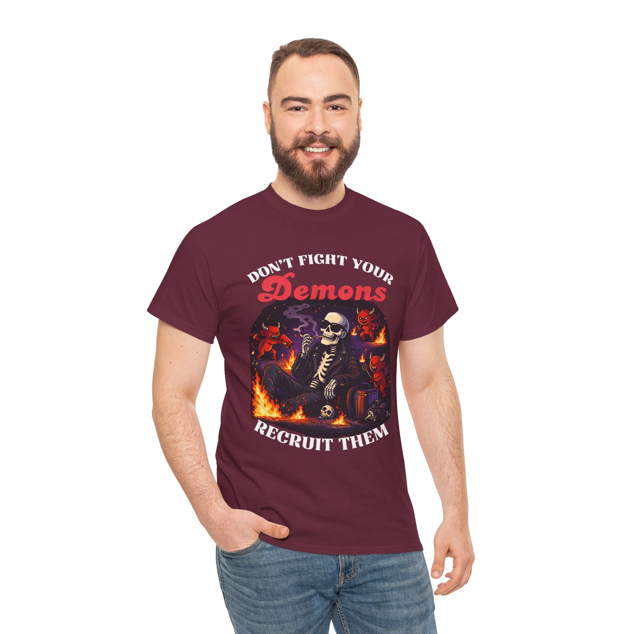 Don't Fight Your Demons Skeleton T-Shirt — Recruit Them Graphic Tee