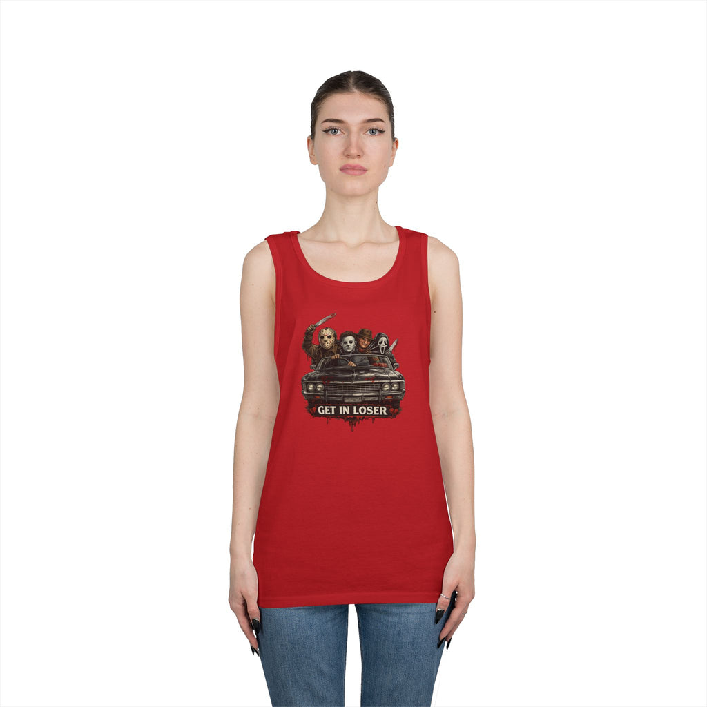 Horror Icons Tank Top — 'Get in Loser' Car Design