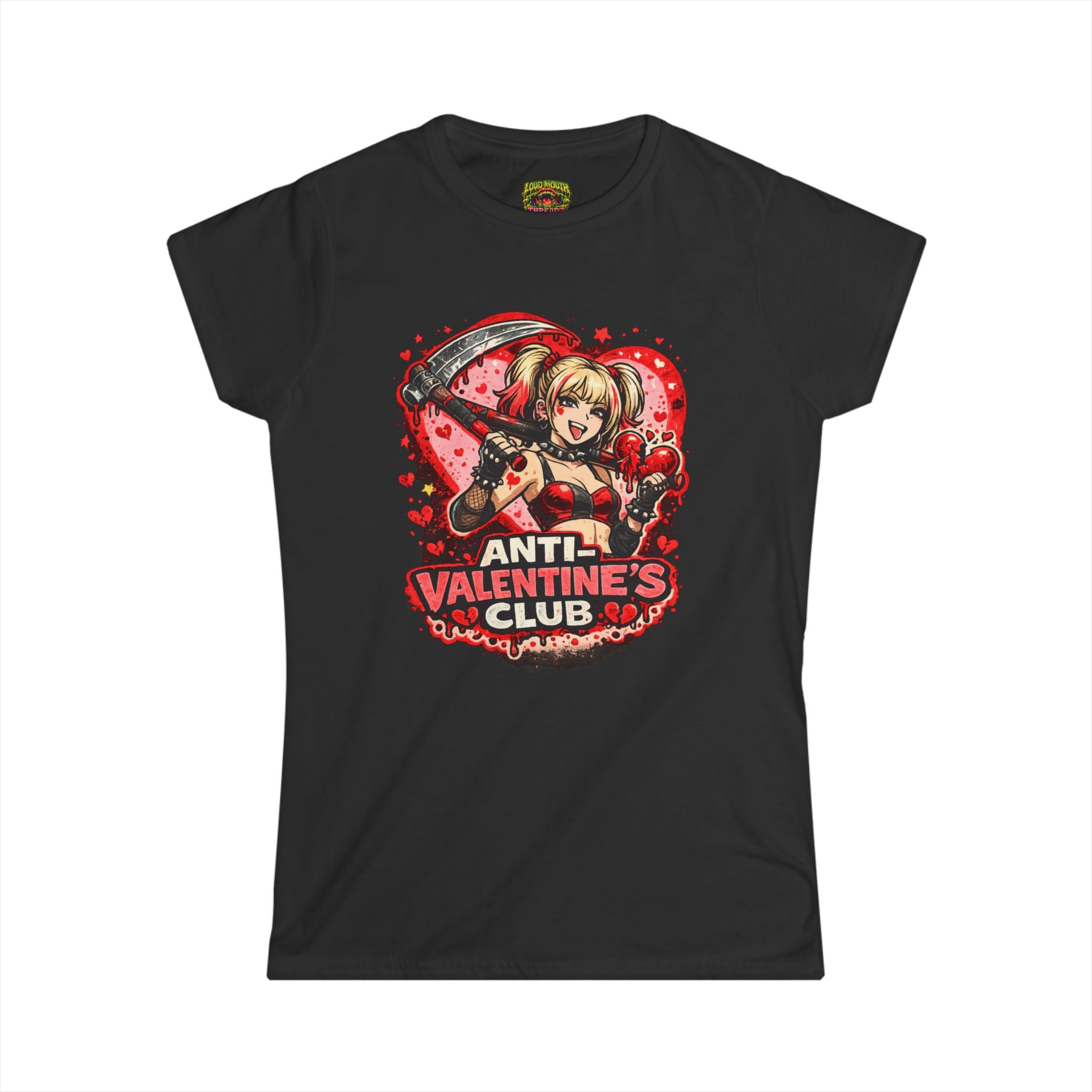 Anti-Valentine’s Club Tee — Women's Graphic Shirt (Heartbreaker Gothic Design)