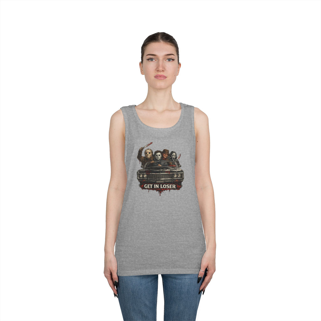 Horror Icons Tank Top — 'Get in Loser' Car Design
