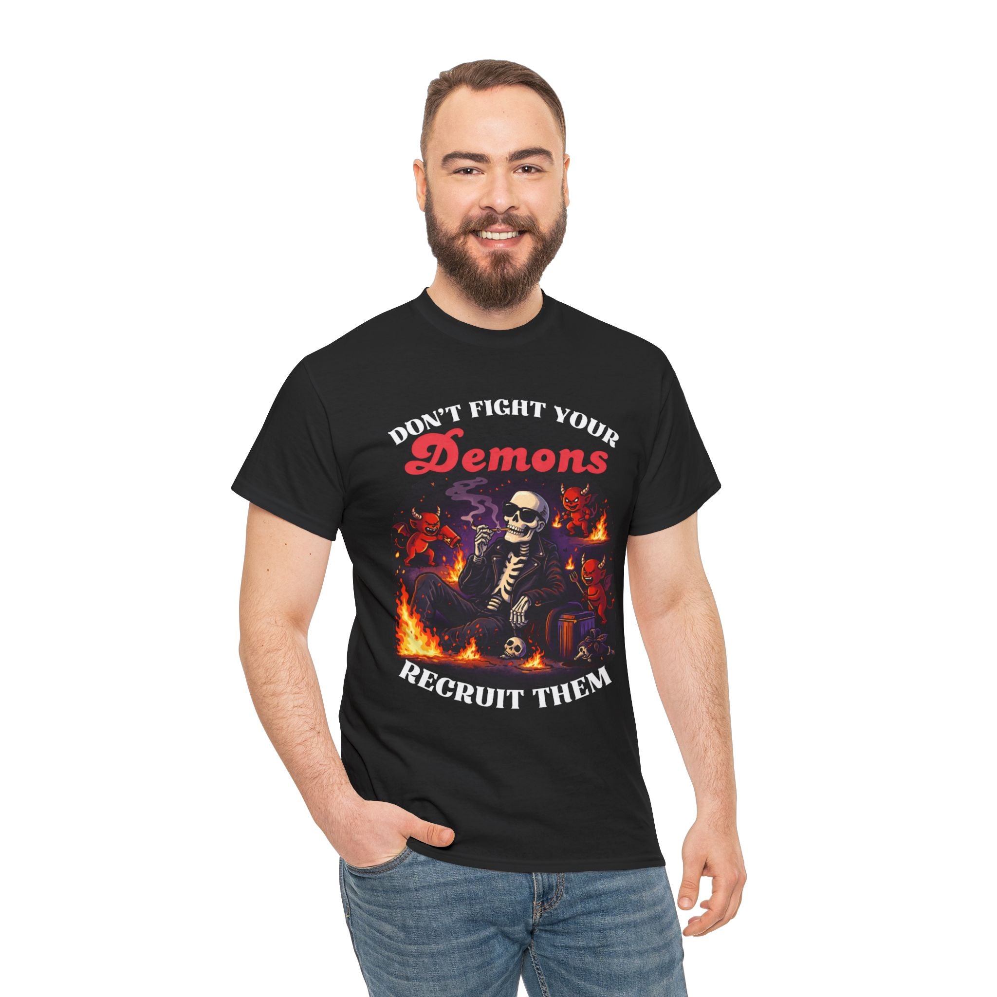 Don't Fight Your Demons Skeleton T-Shirt — Recruit Them Graphic Tee