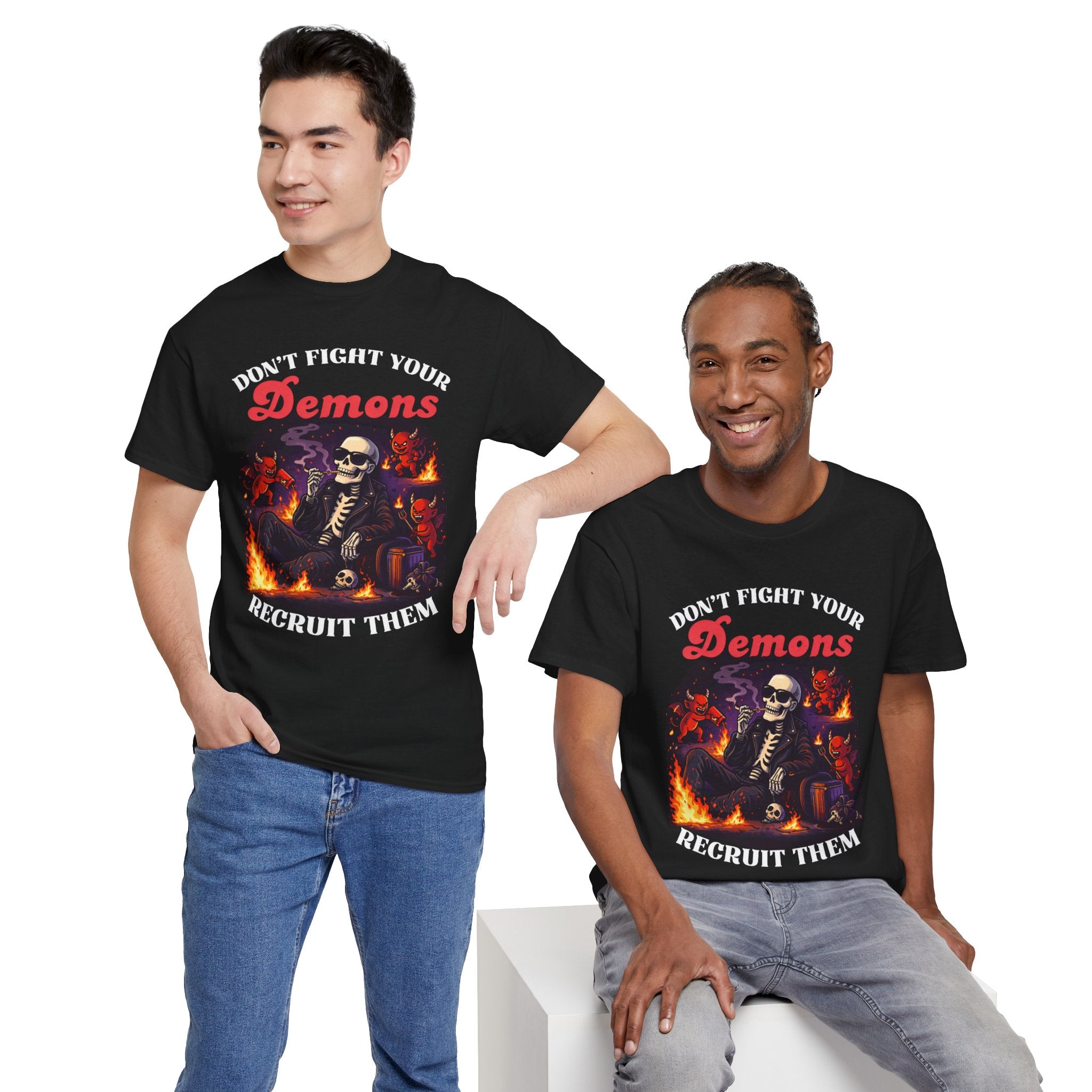 Don't Fight Your Demons Skeleton T-Shirt — Recruit Them Graphic Tee