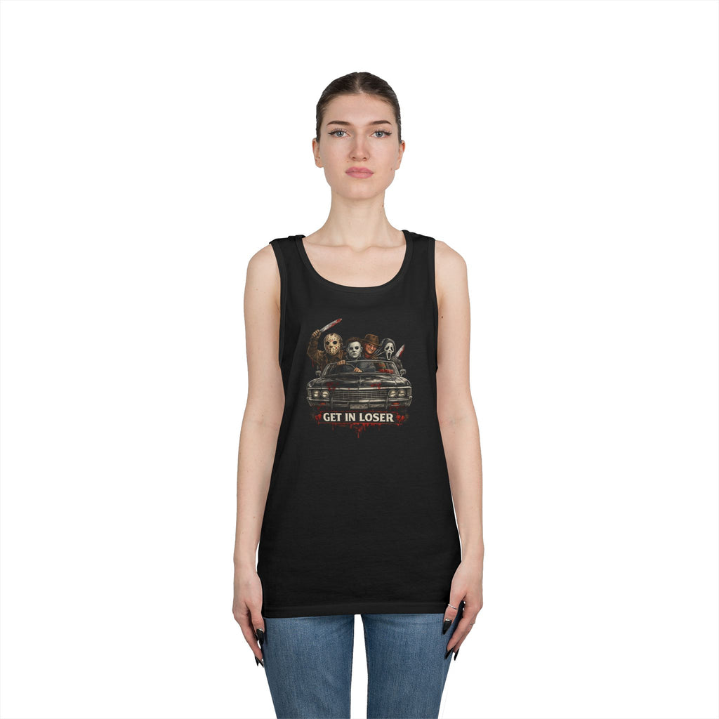 Horror Icons Tank Top — 'Get in Loser' Car Design