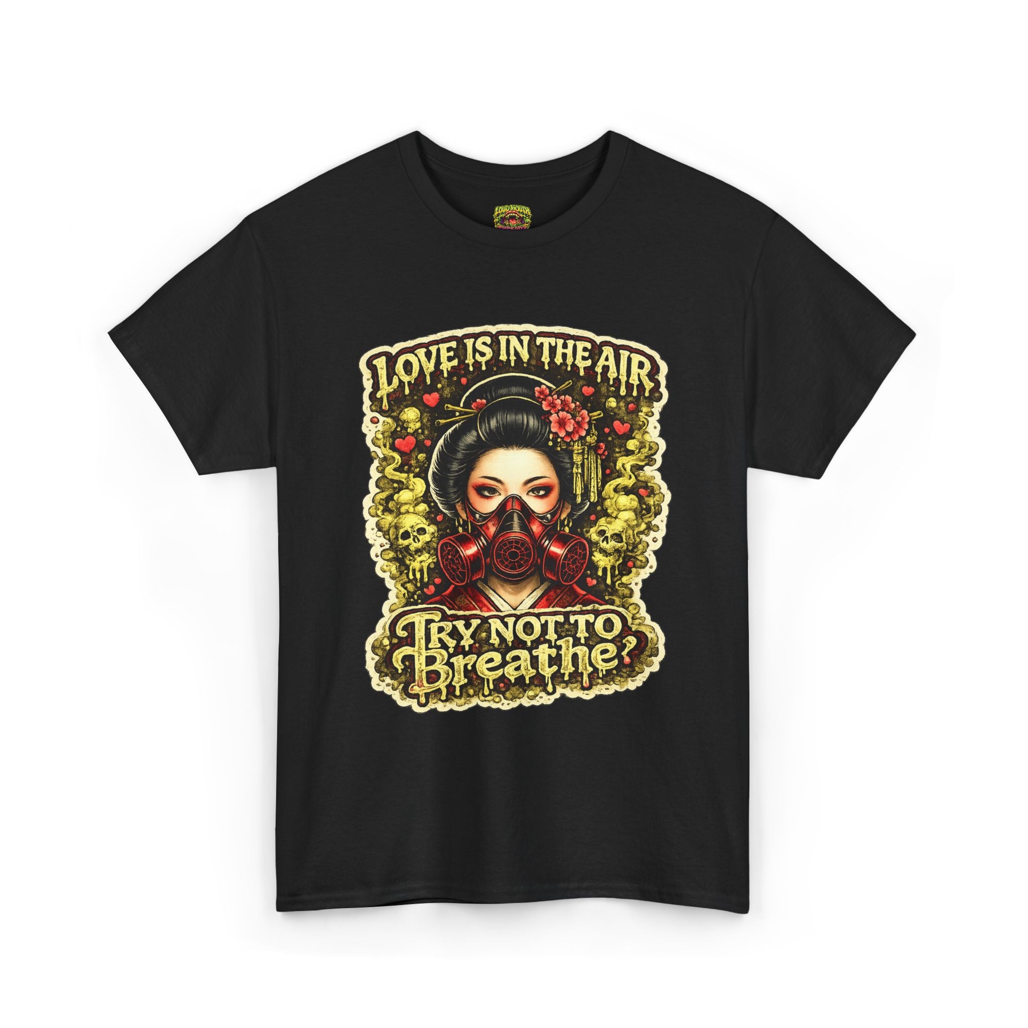 Geisha Love Gasmask Unisex Heavy Cotton Tee
