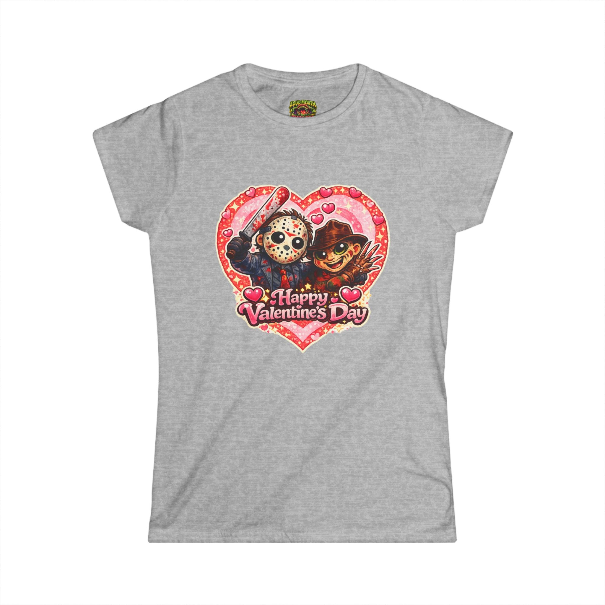 Valentine's Day Horror Heart Tee — 'Happy Valentine's Day' Jason & Freddy Women's T-Shirt