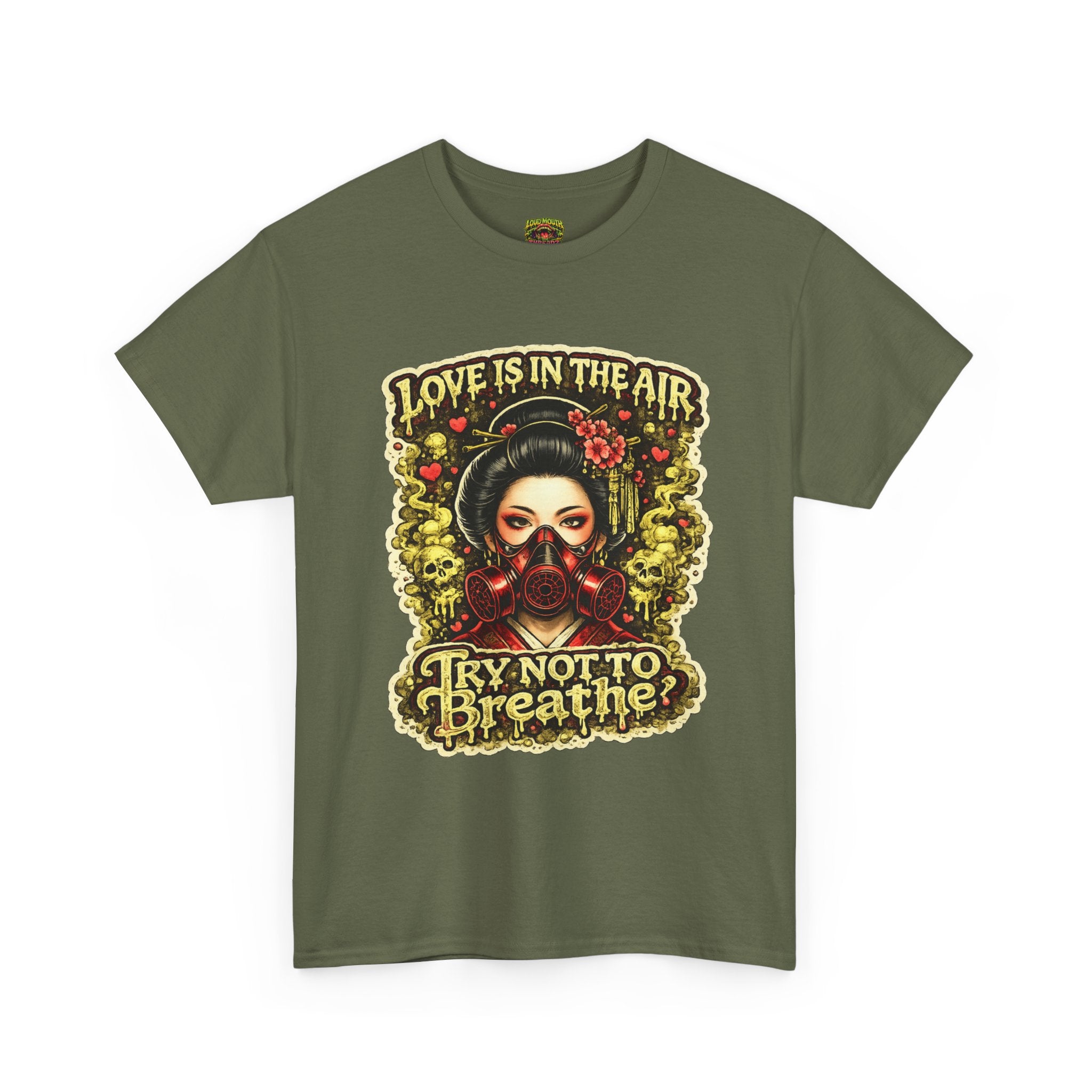 Geisha Love Gasmask Unisex Heavy Cotton Tee