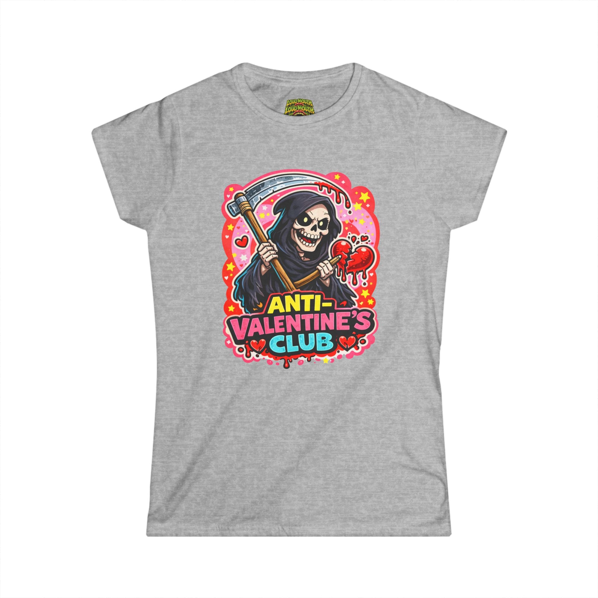 Anti-Valentine's Club Tee - Women's Graphic Skull Valentine T-Shirt