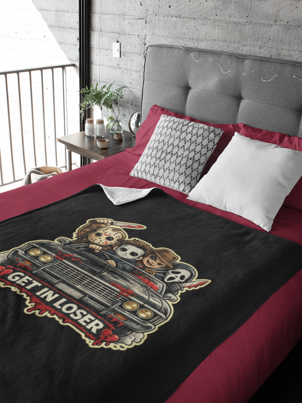 Horror Classics "Get in Loser" Velveteen Plush Blanket