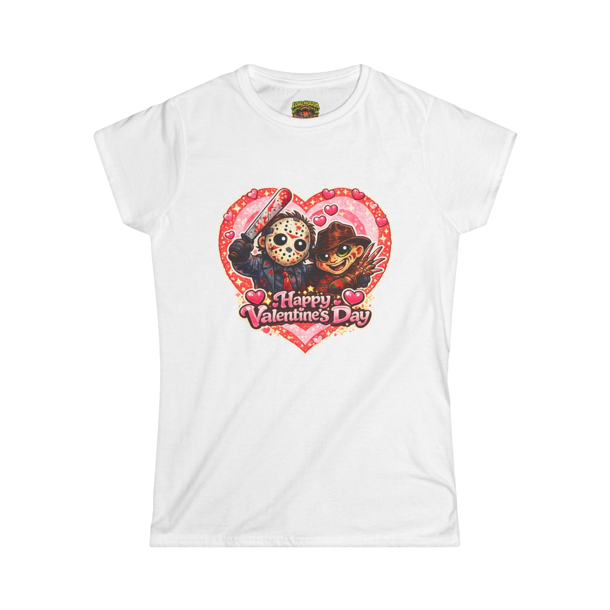 Valentine's Day Horror Heart Tee — 'Happy Valentine's Day' Jason & Freddy Women's T-Shirt