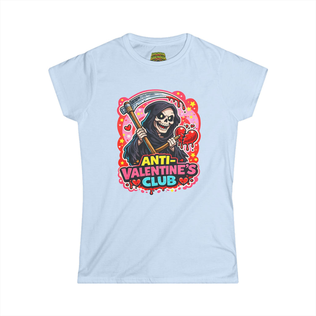 Anti-Valentine's Club Tee - Women's Graphic Skull Valentine T-Shirt