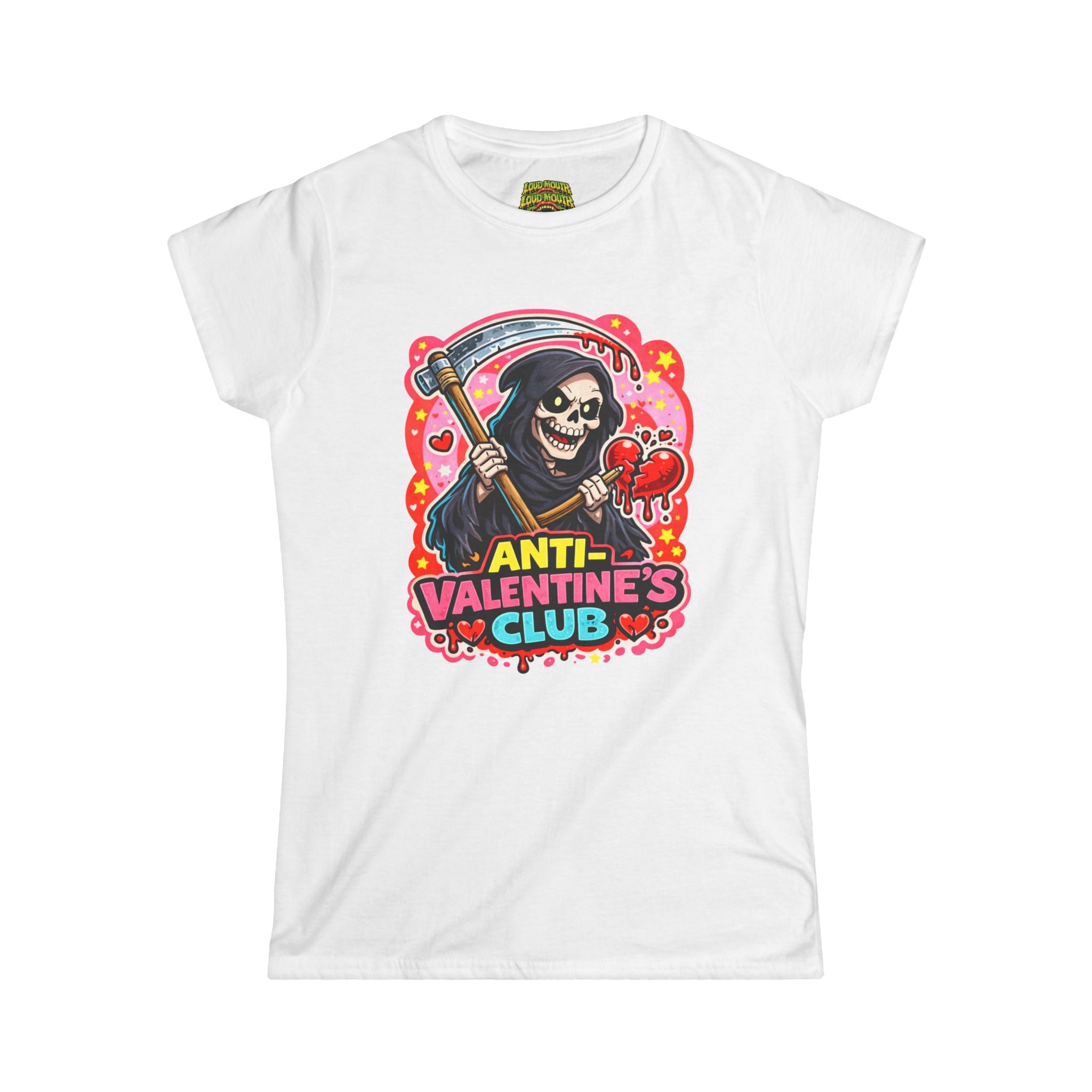 Anti-Valentine's Club Tee - Women's Graphic Skull Valentine T-Shirt