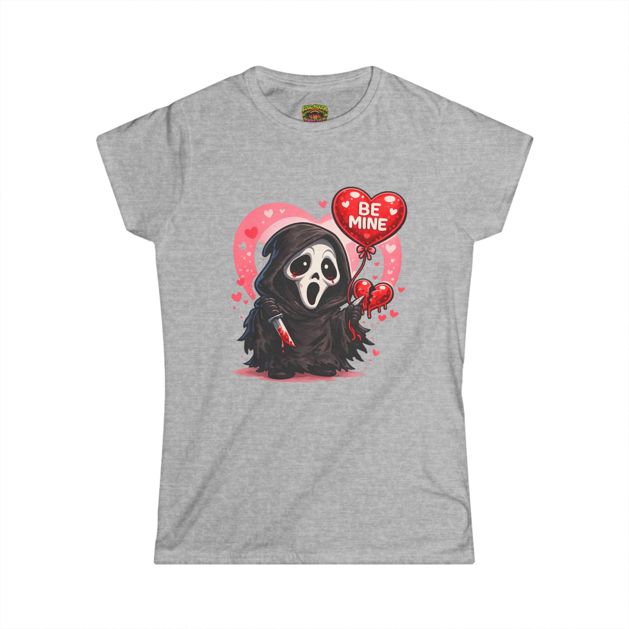 Women's Tee — Cute 'Be Mine' Scream Mask Valentine Graphic