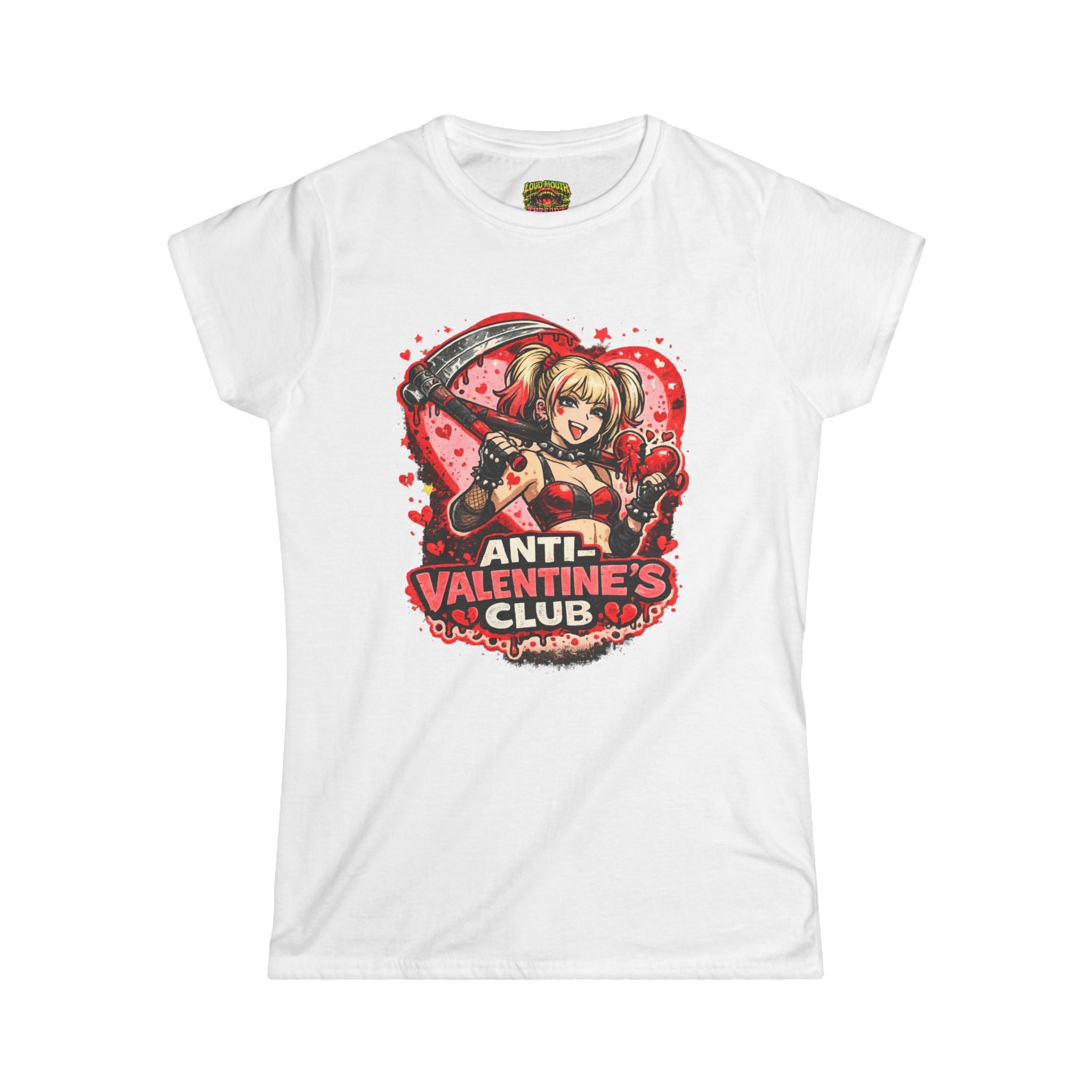 Anti-Valentine’s Club Tee — Women's Graphic Shirt (Heartbreaker Gothic Design)