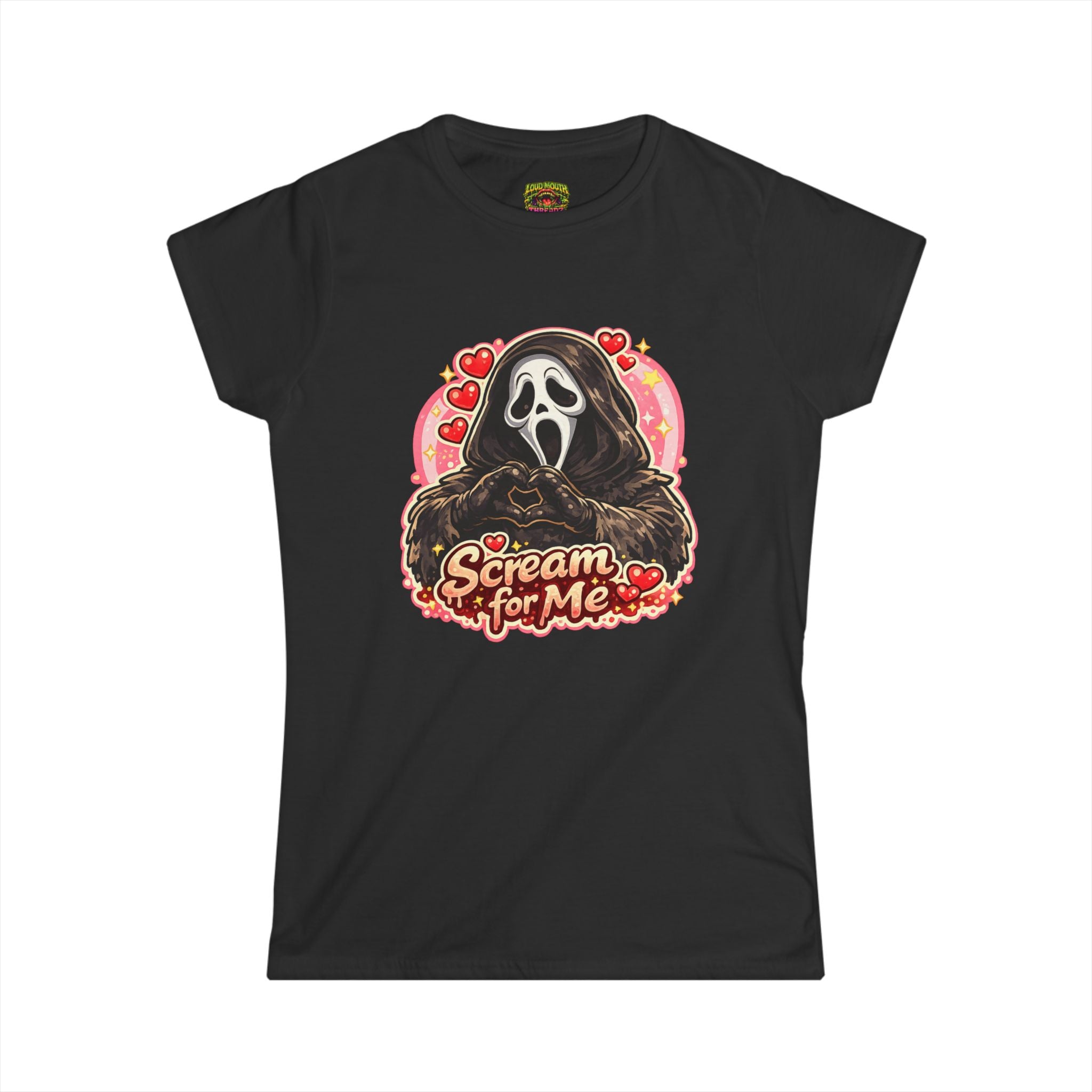 Scream For Me Tee — Cute Horror Ghost Face Women's T‑Shirt (Valentine's/Goth Humor)