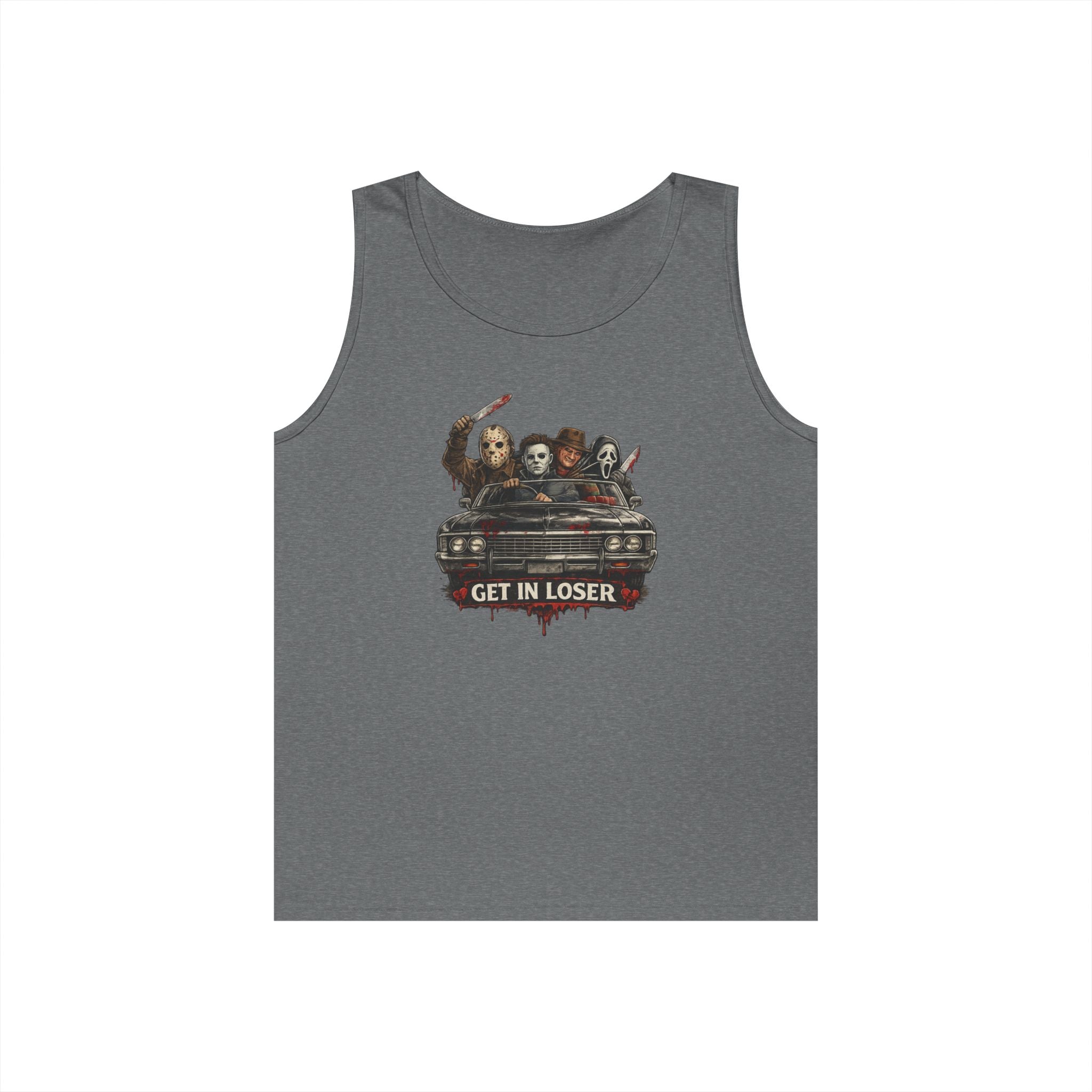 Horror Icons Tank Top — 'Get in Loser' Car Design