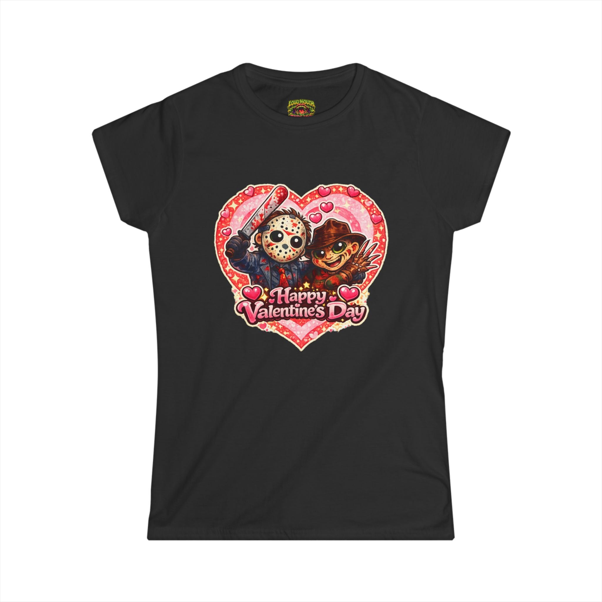 Valentine's Day Horror Heart Tee — 'Happy Valentine's Day' Jason & Freddy Women's T-Shirt