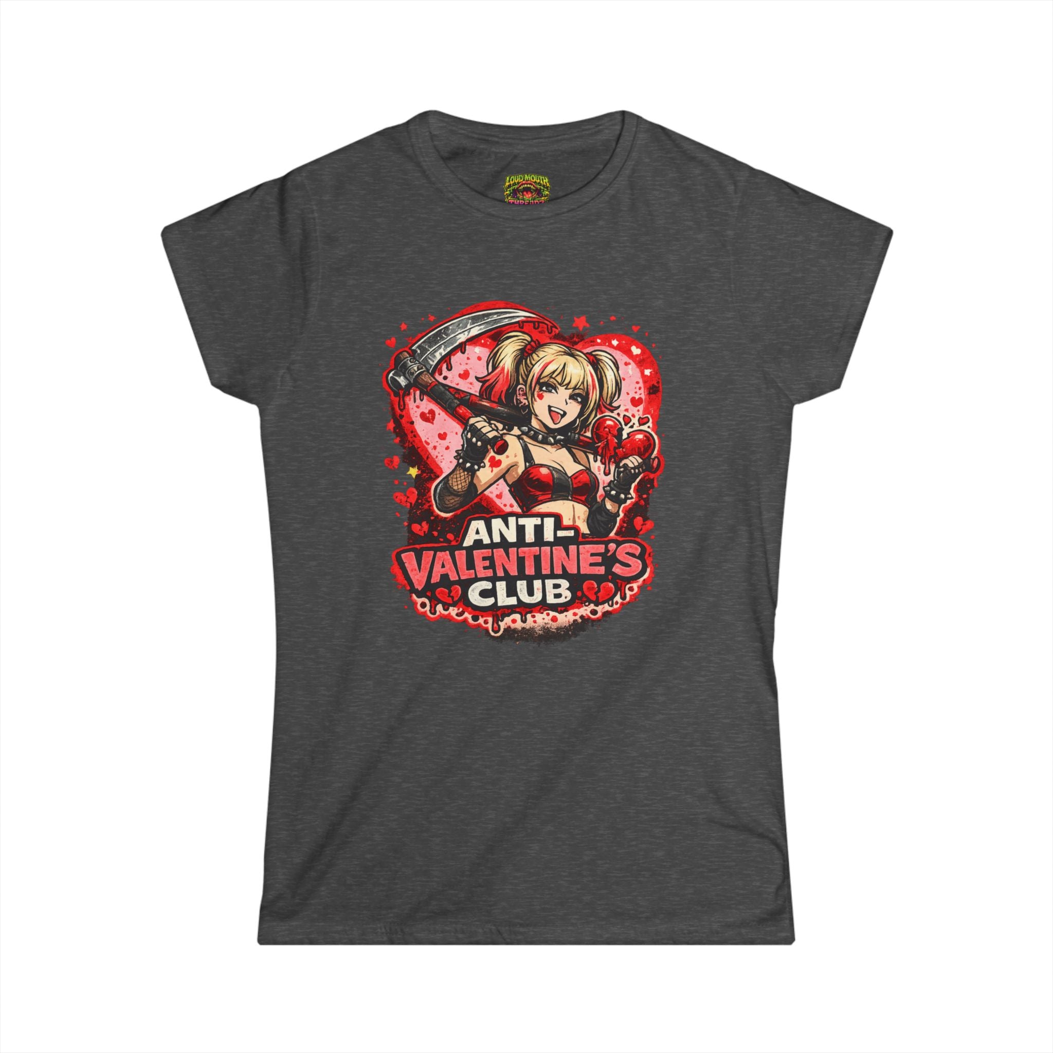 Anti-Valentine’s Club Tee — Women's Graphic Shirt (Heartbreaker Gothic Design)