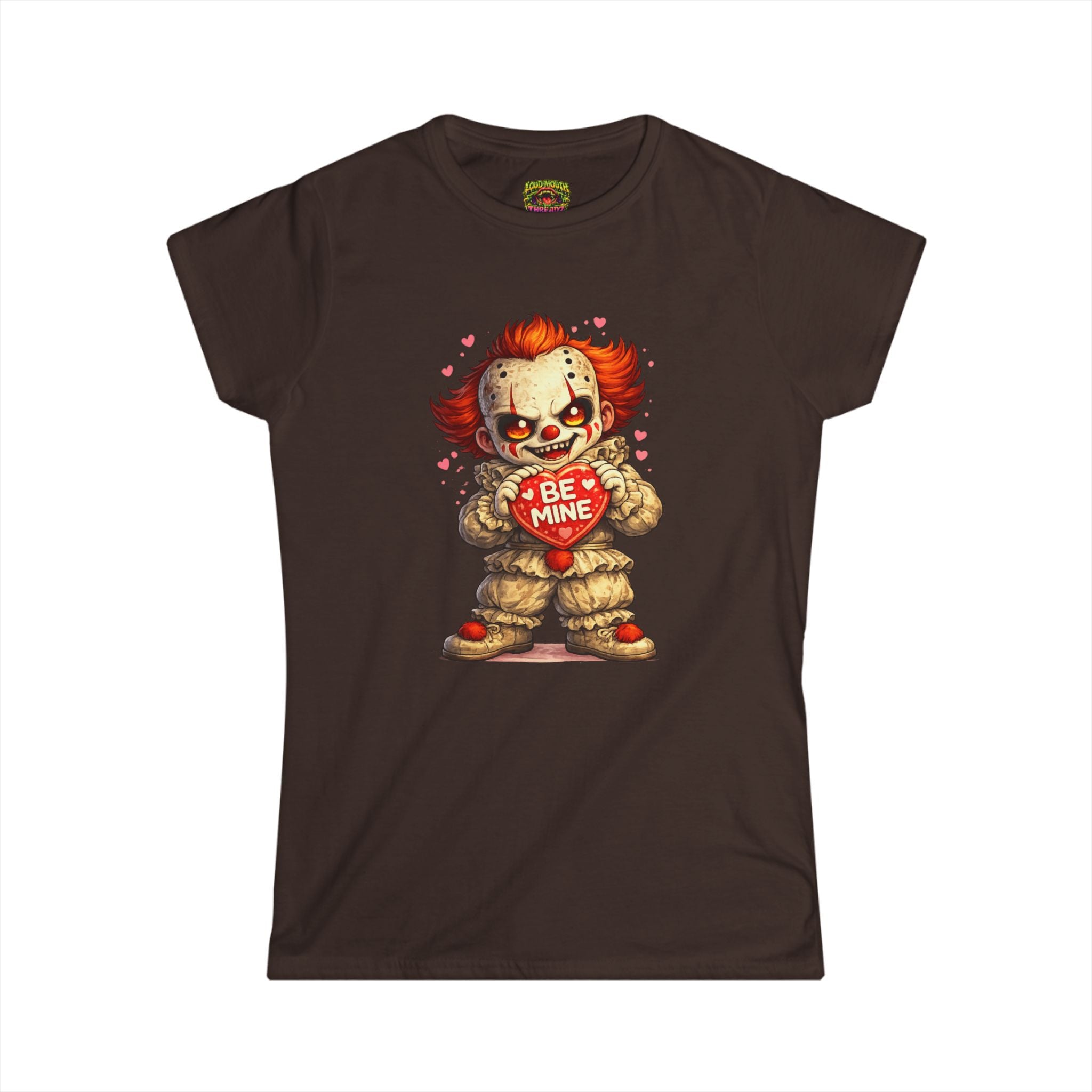 Women's Horror Valentine T-Shirt — 'Be Mine' Killer Clown Graphic Tee