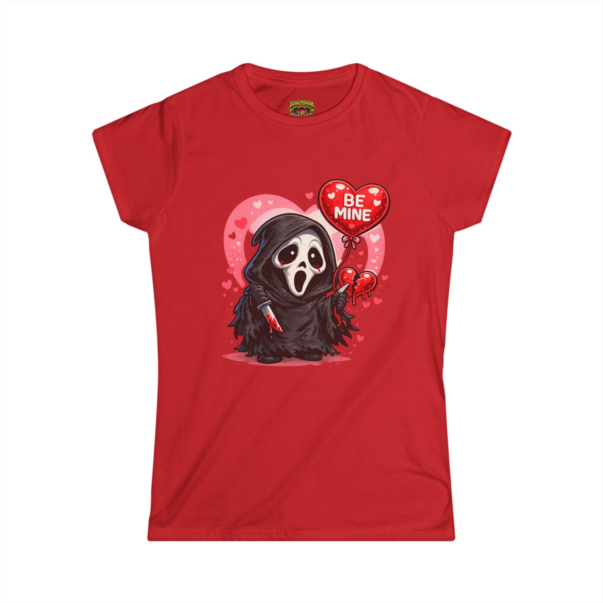 Women's Tee — Cute 'Be Mine' Scream Mask Valentine Graphic