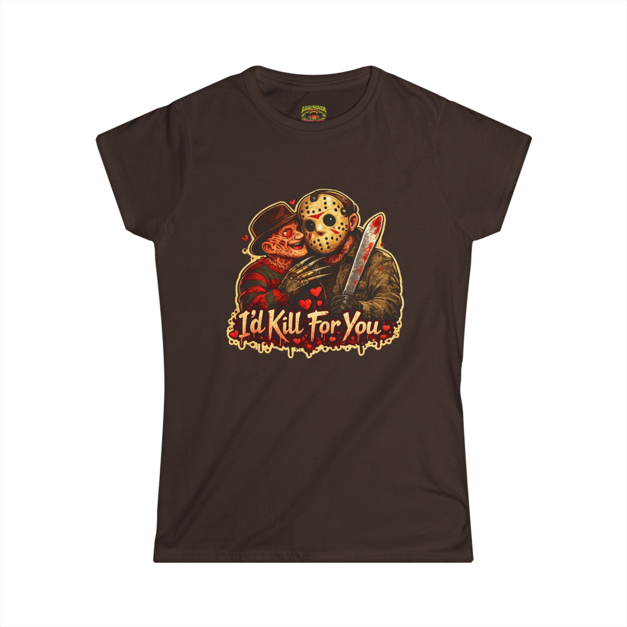 Horror Couple Tee — "I'd Kill For You" Graphic Women's Shirt