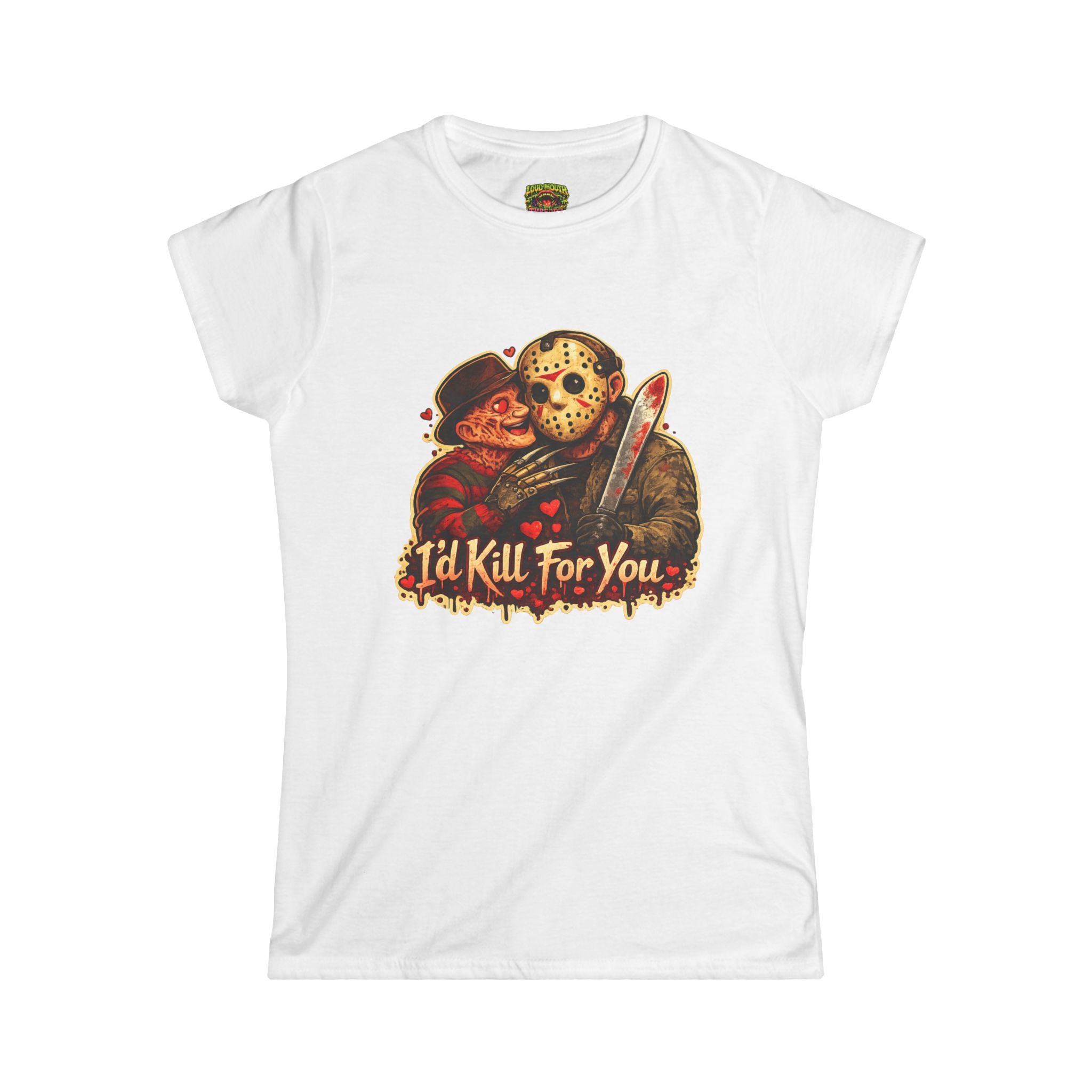 Horror Couple Tee — "I'd Kill For You" Graphic Women's Shirt