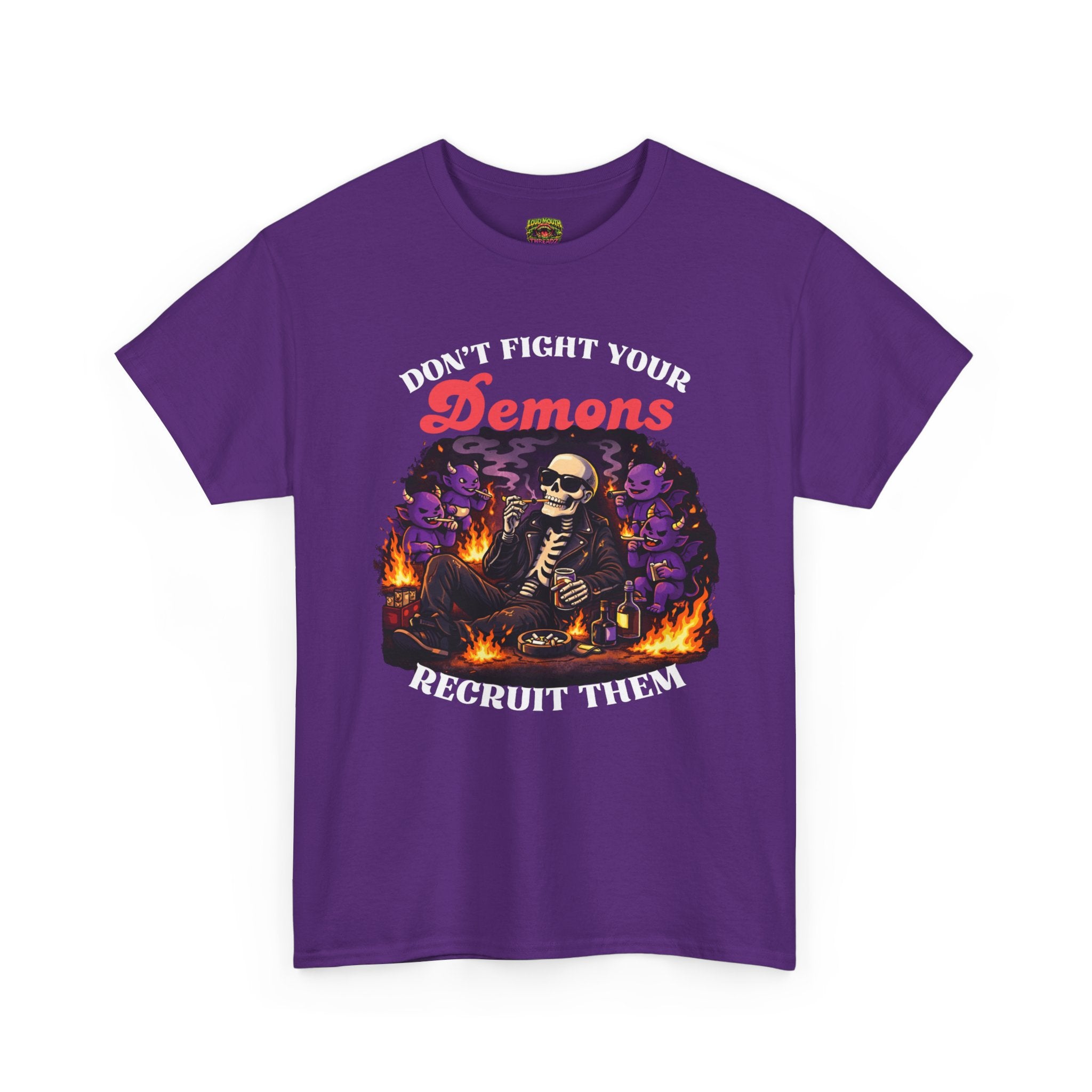 Don’t Fight Your Demons Skeleton Tee — 'Recruit Them' Gothic Horror T-Shirt
