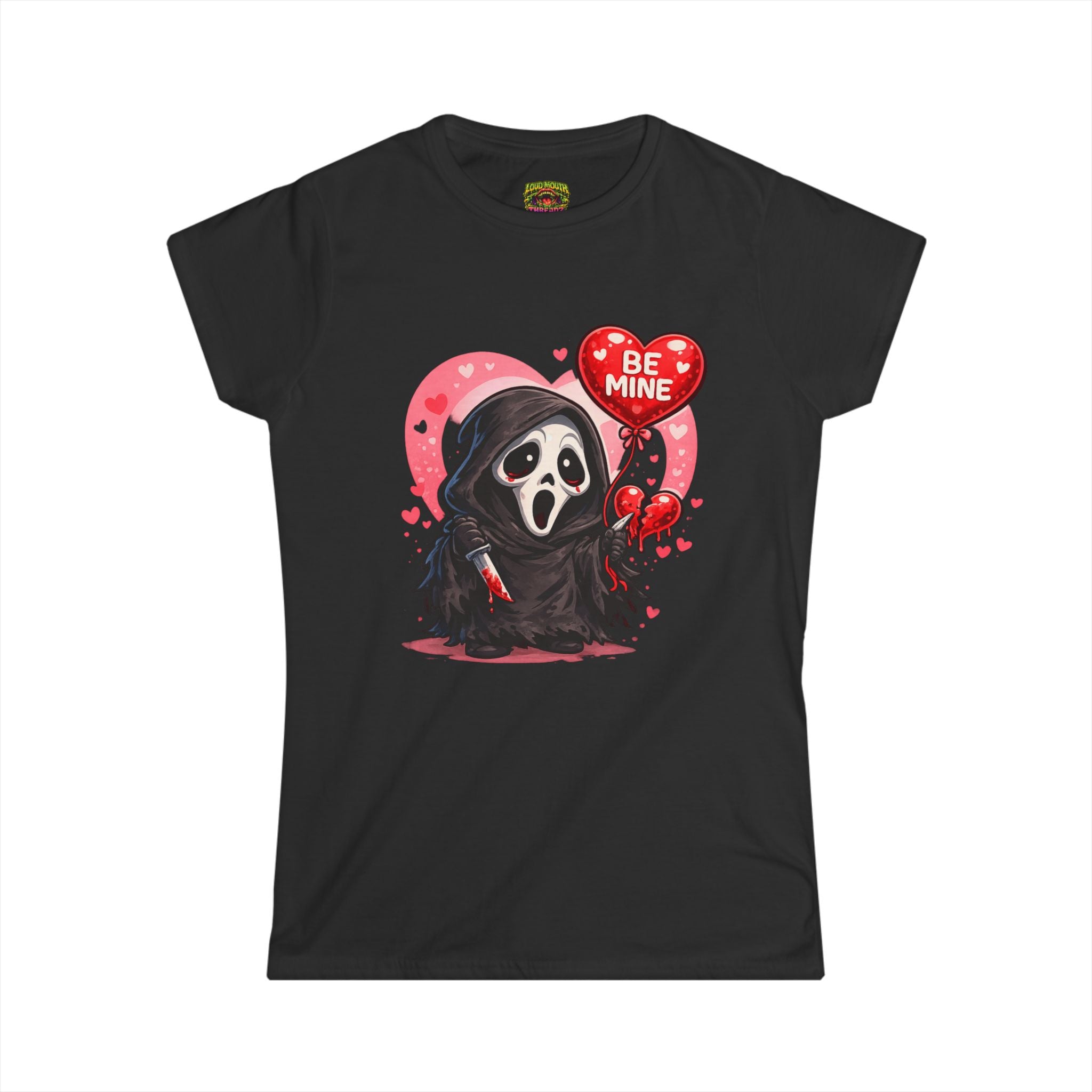 Women's Tee — Cute 'Be Mine' Scream Mask Valentine Graphic
