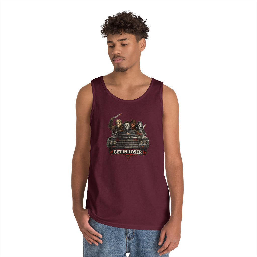 Horror Icons Tank Top — 'Get in Loser' Car Design