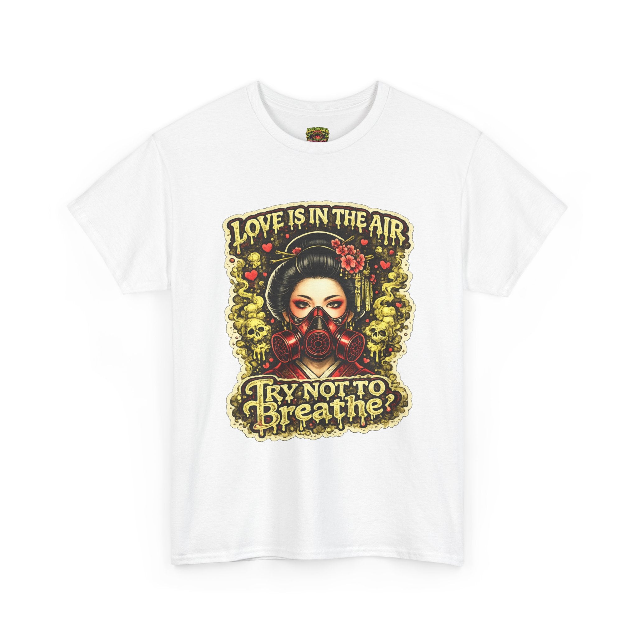 Geisha Love Gasmask Unisex Heavy Cotton Tee