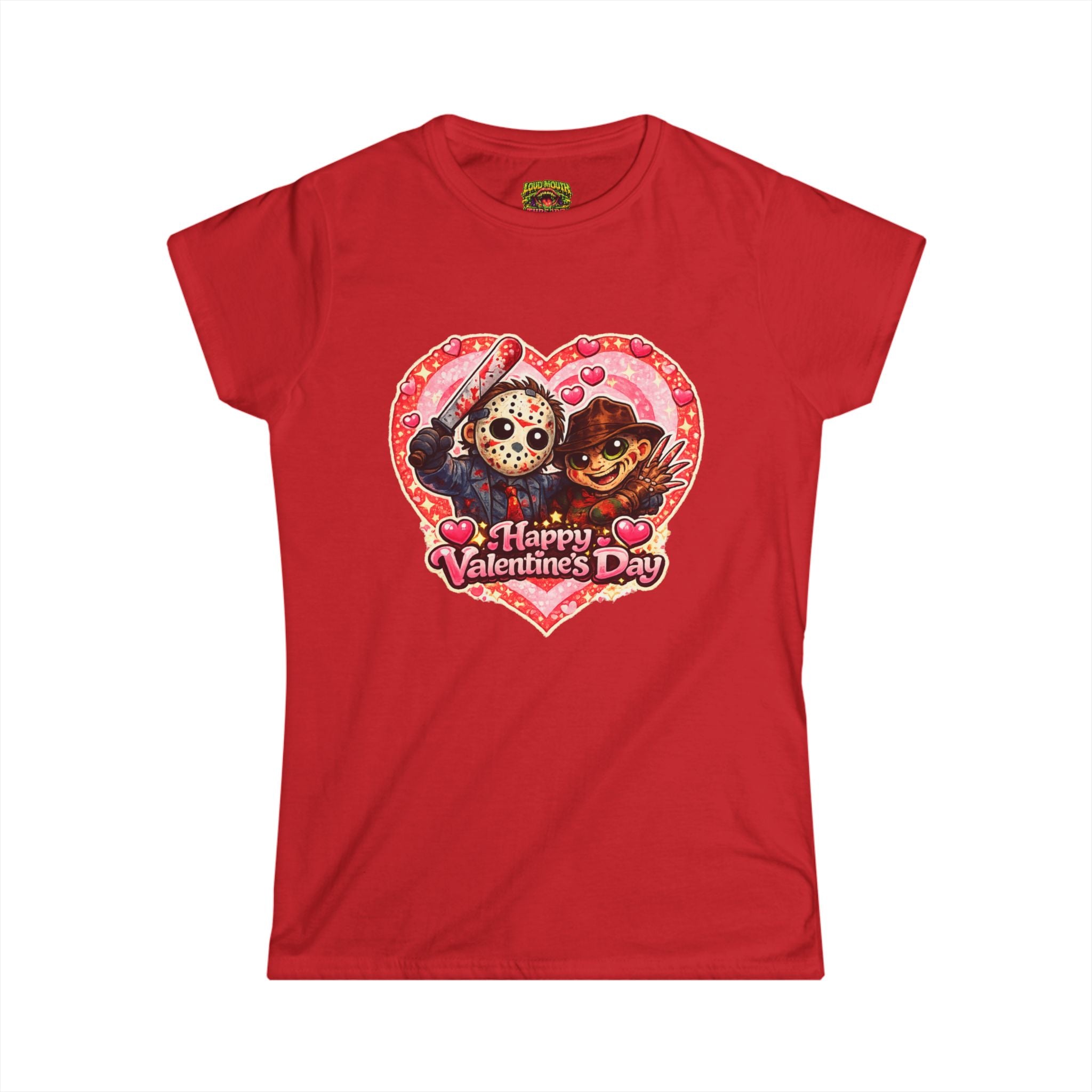 Valentine's Day Horror Heart Tee — 'Happy Valentine's Day' Jason & Freddy Women's T-Shirt