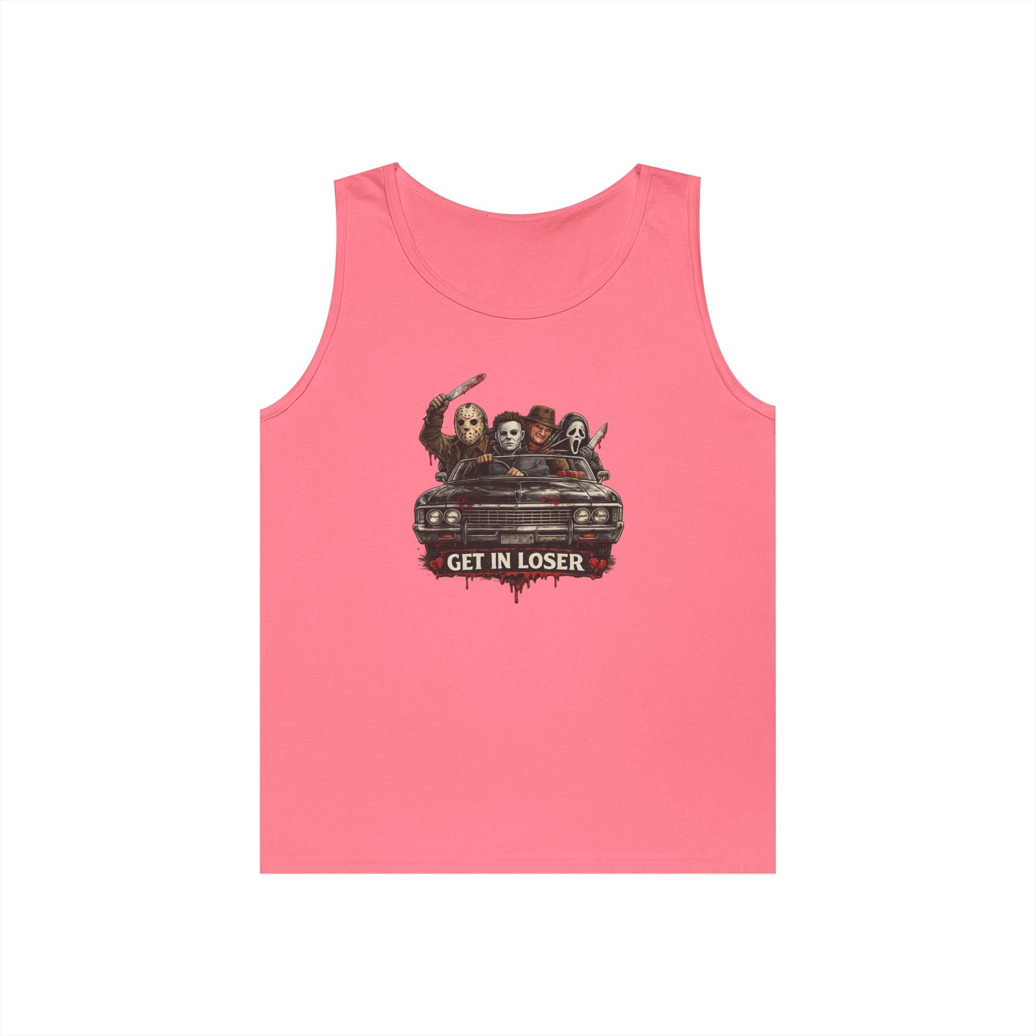 Horror Icons Tank Top — 'Get in Loser' Car Design