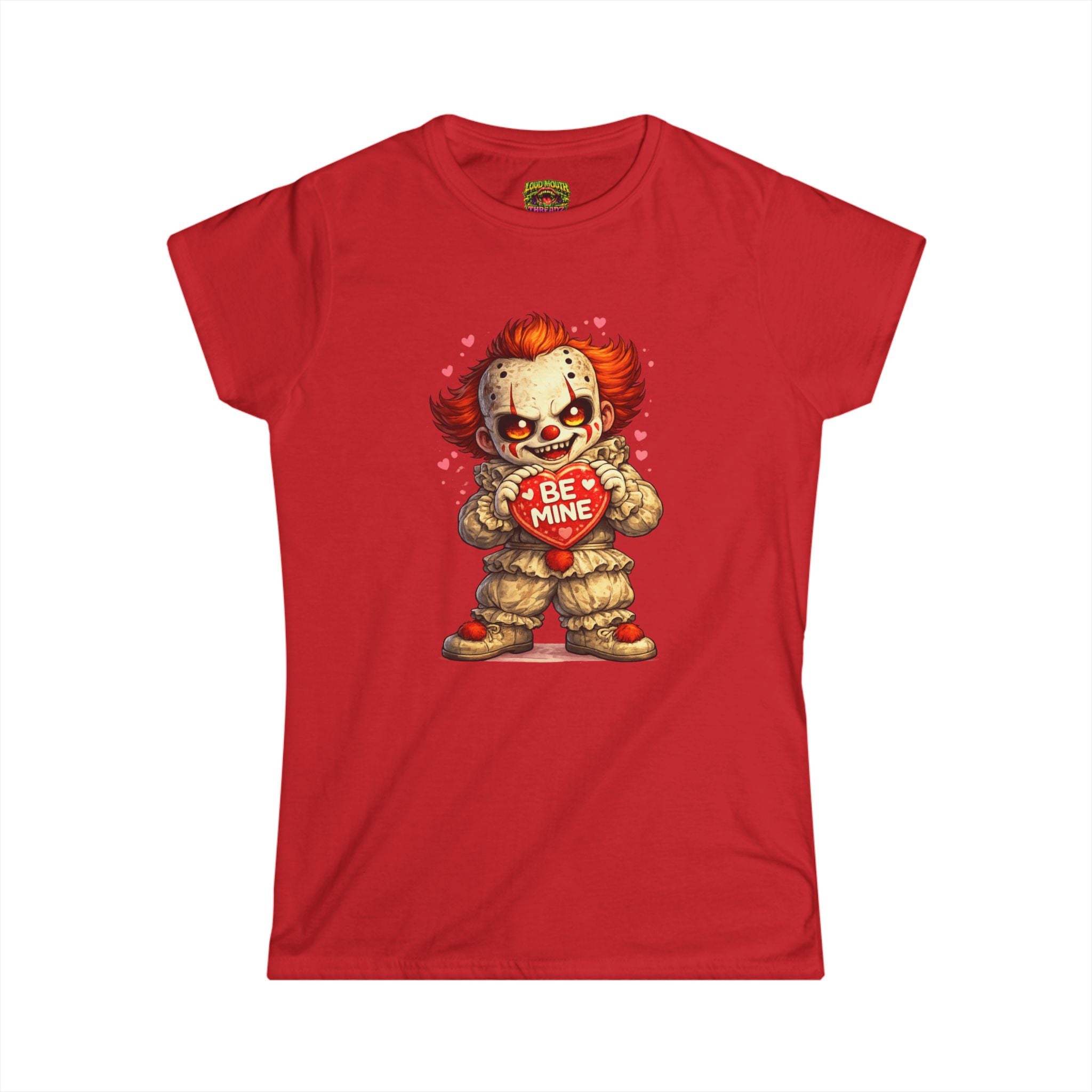 Women's Horror Valentine T-Shirt — 'Be Mine' Killer Clown Graphic Tee
