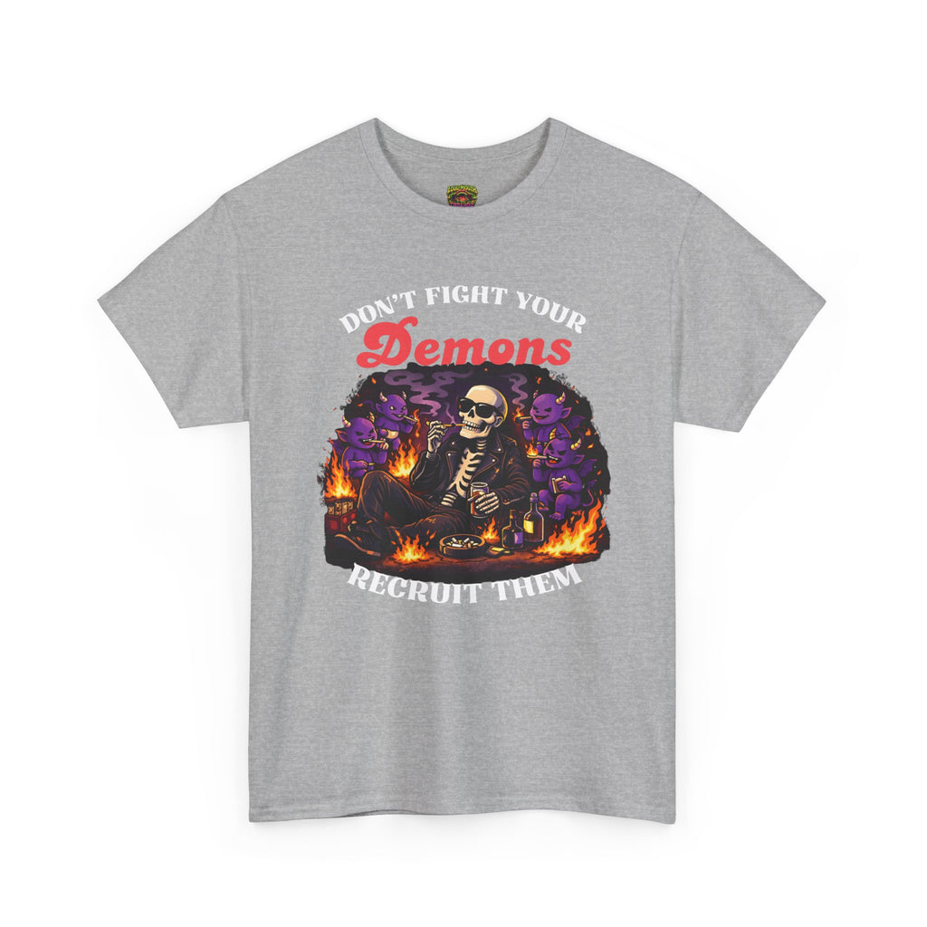 Don’t Fight Your Demons Skeleton Tee — 'Recruit Them' Gothic Horror T-Shirt
