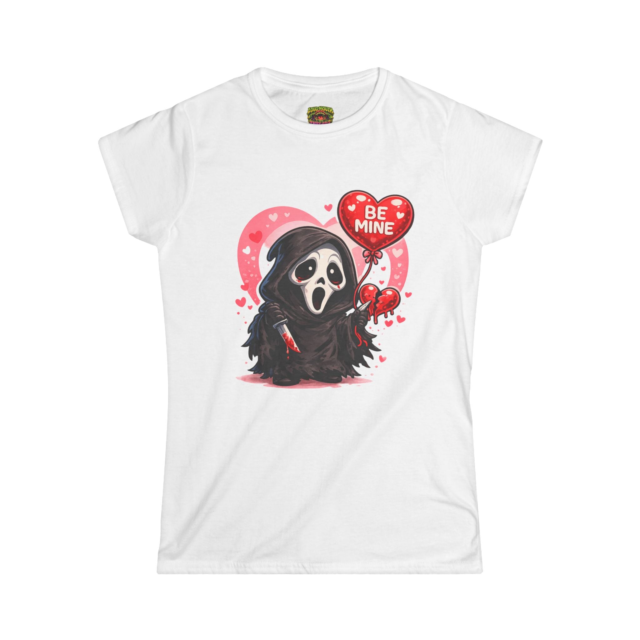 Women's Tee — Cute 'Be Mine' Scream Mask Valentine Graphic