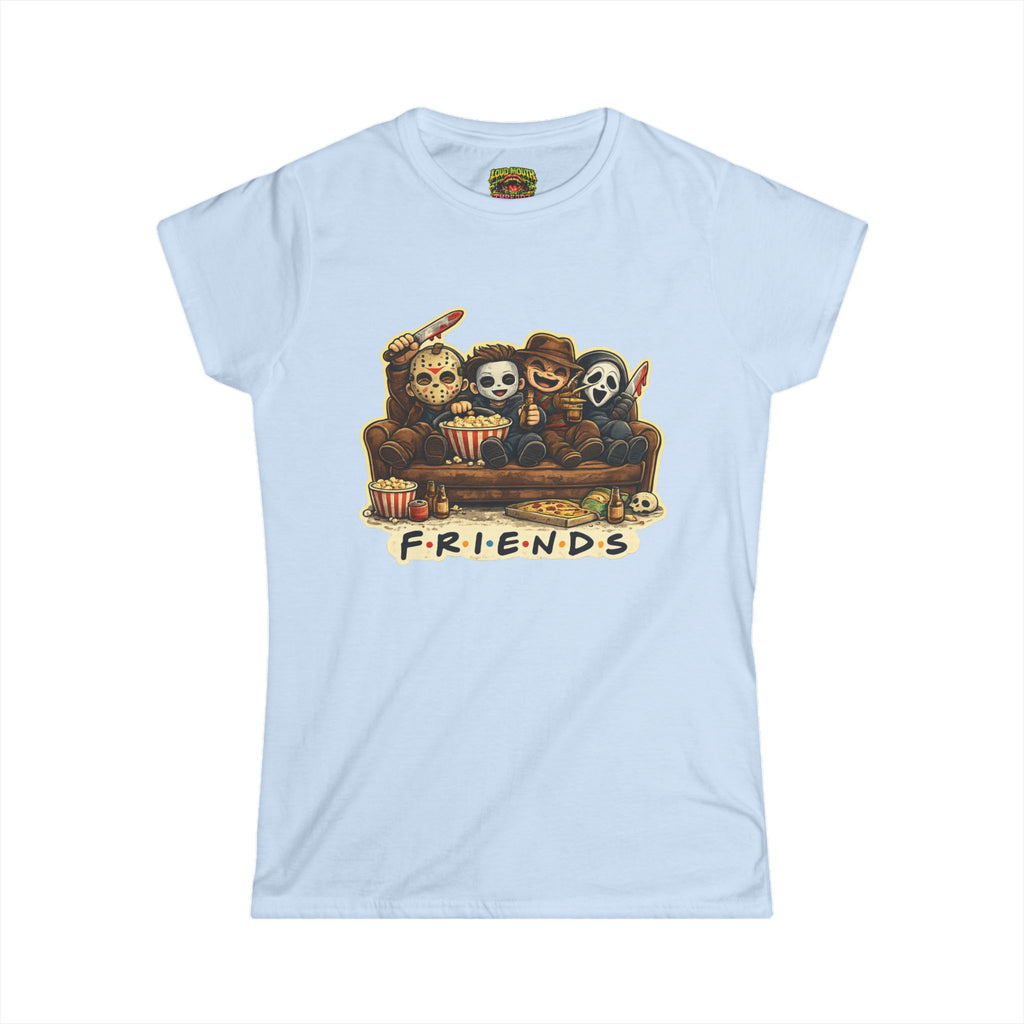Horror Icons "Friends" Tee — Cute Spooky Movie Mashup Women's T‑Shirt